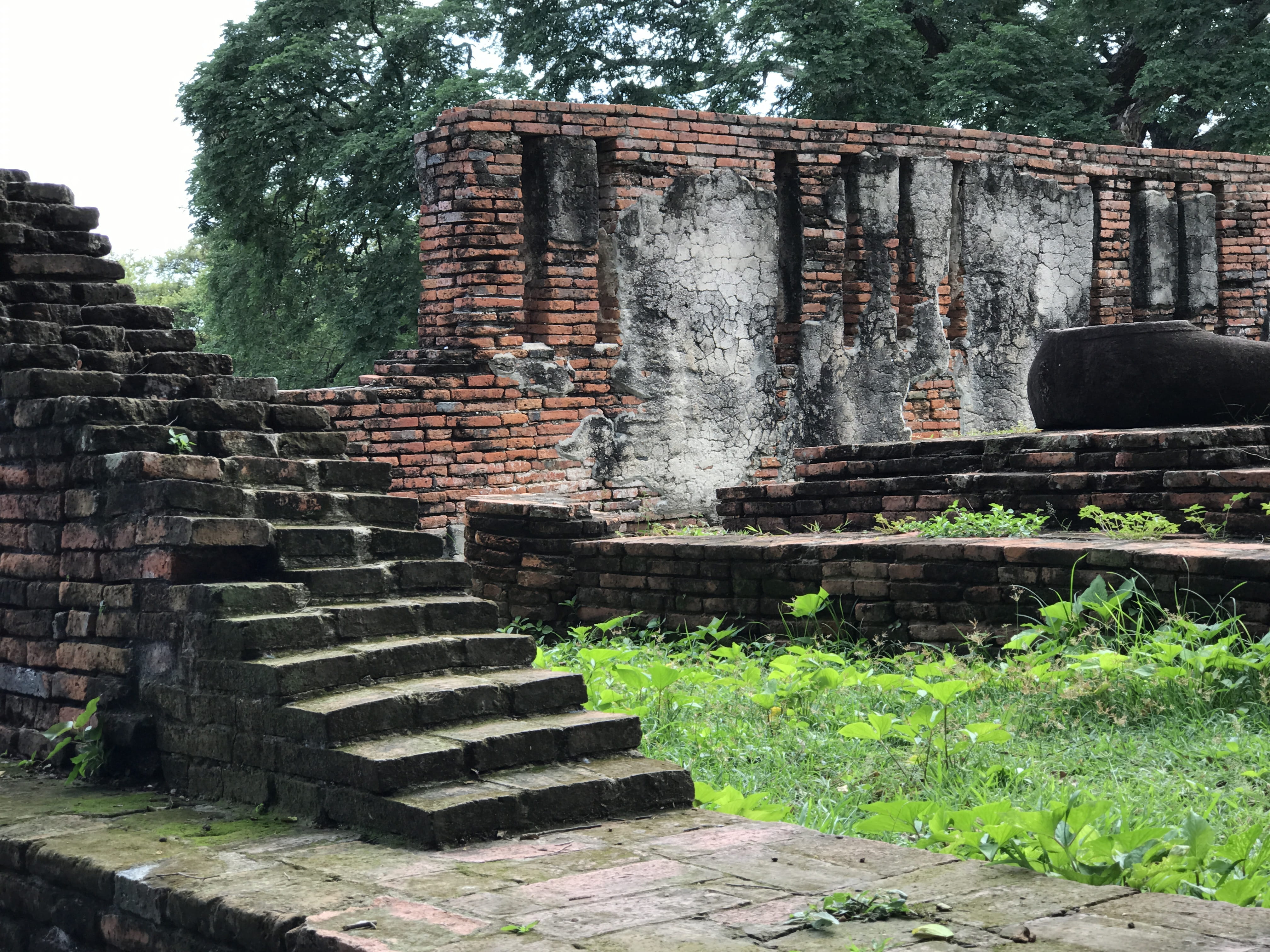 no people, stairs, spirituality, flagstone, history, monk, path, place of worship, thailand, tree, ancient, building exterior, outdoors, temple, walkway, HD Wallpaper