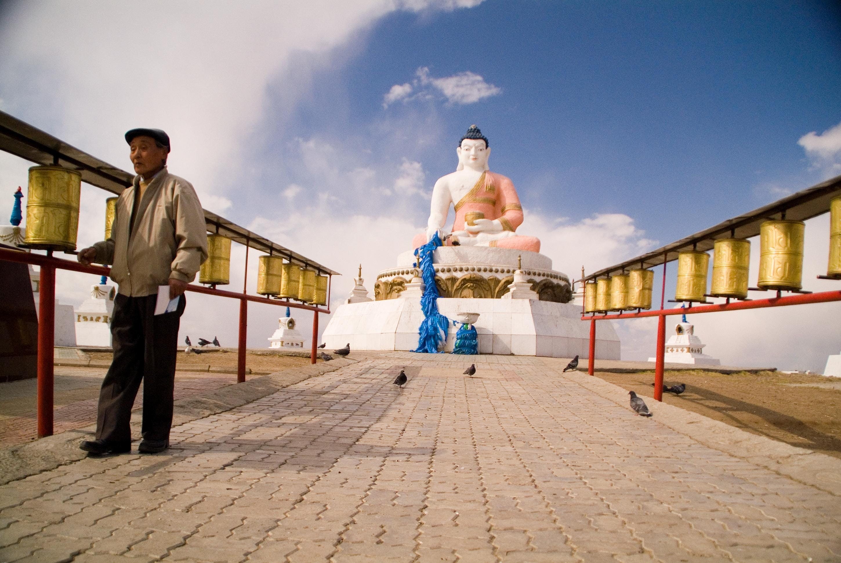 senior adult, incidental people, low angle view, males, street, creativity, religion, building, Temple, Buddha, outside, clouds, men, Buddhist, art and craft, HD Wallpaper