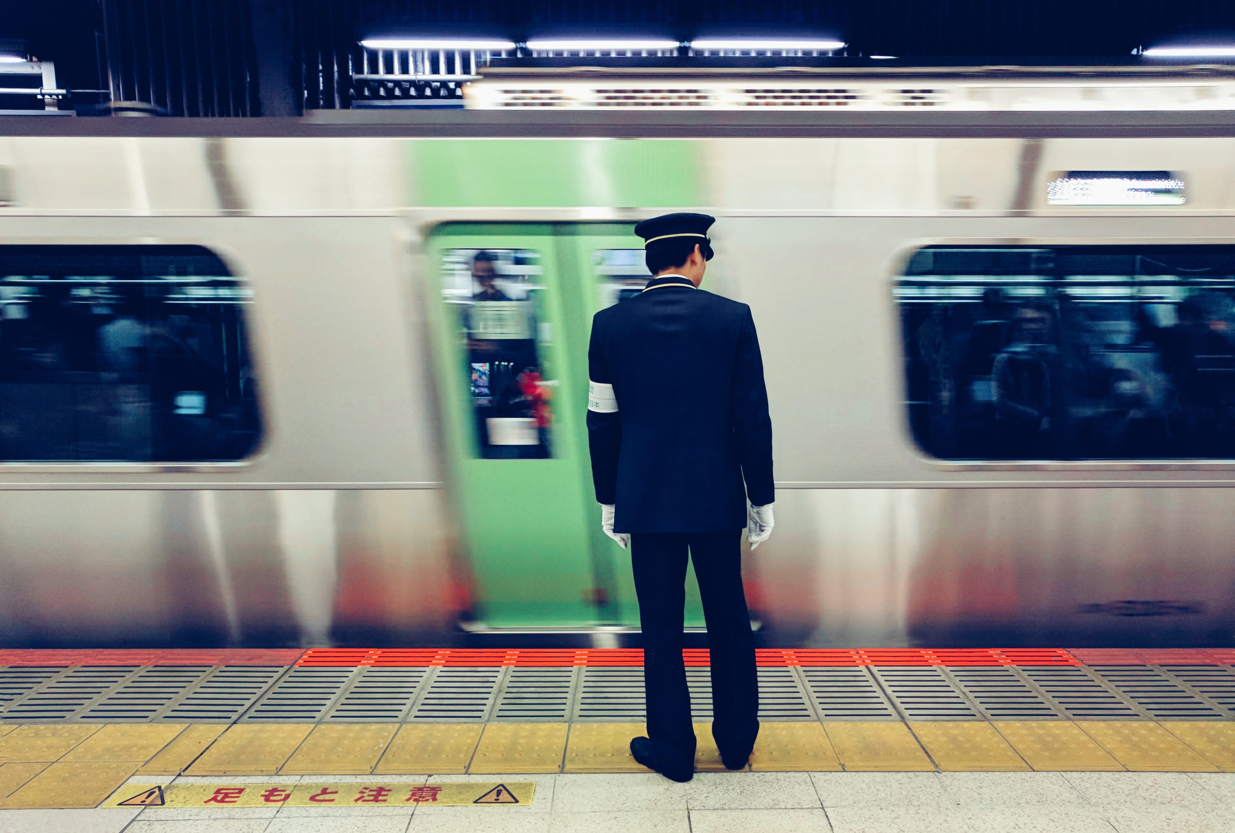 rail transportation, tokyo, man, 4K, uniform, person, railroad station platform, attendant, station, platform, one person, subway train, guard, entrance, HD Wallpaper