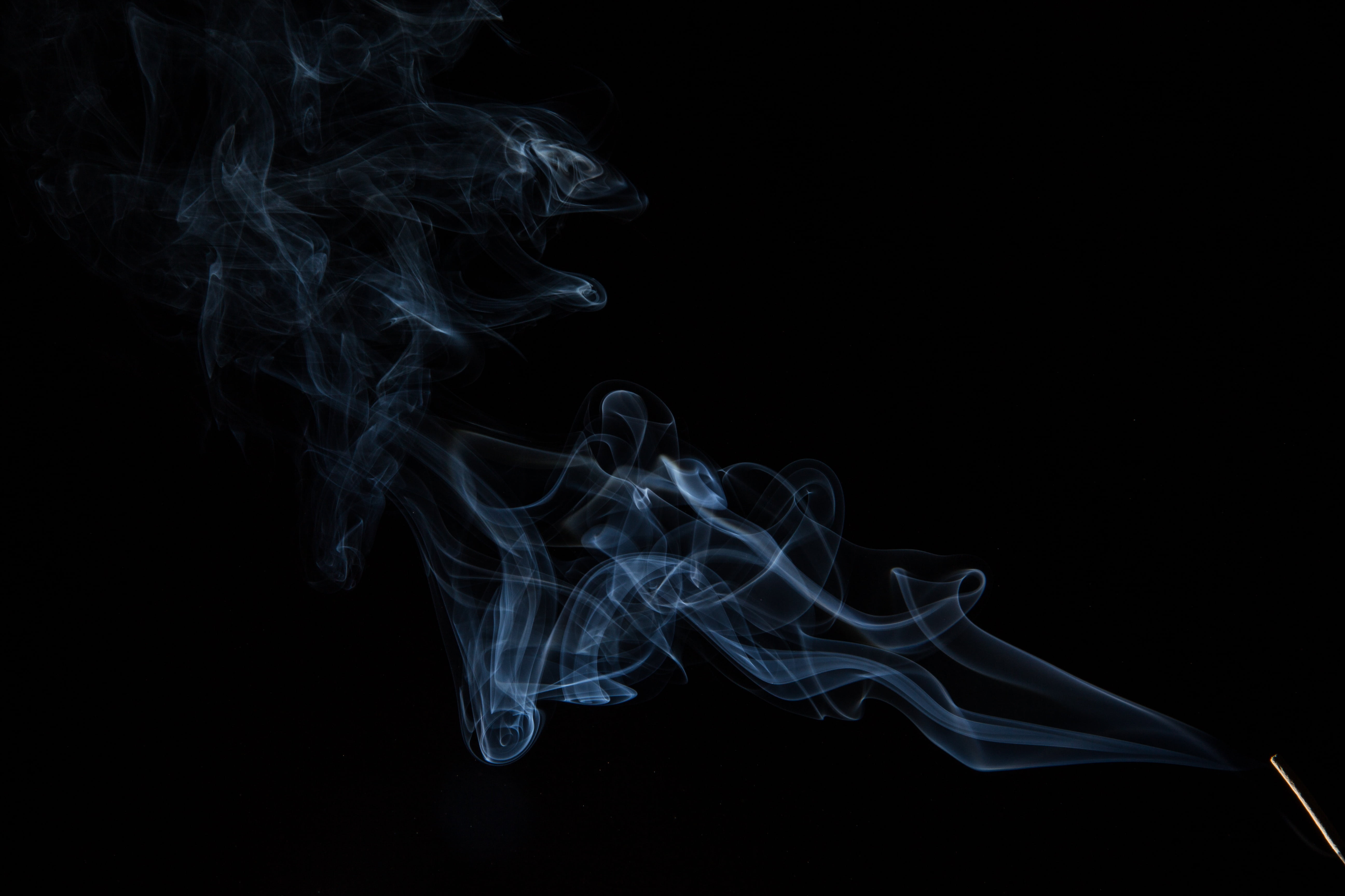 textured, black background, smoke, burning, mixing, black color, close-up, flowing, motion, pollution, studio shot, incense, water, 5K, fumes, changing form, HD Wallpaper