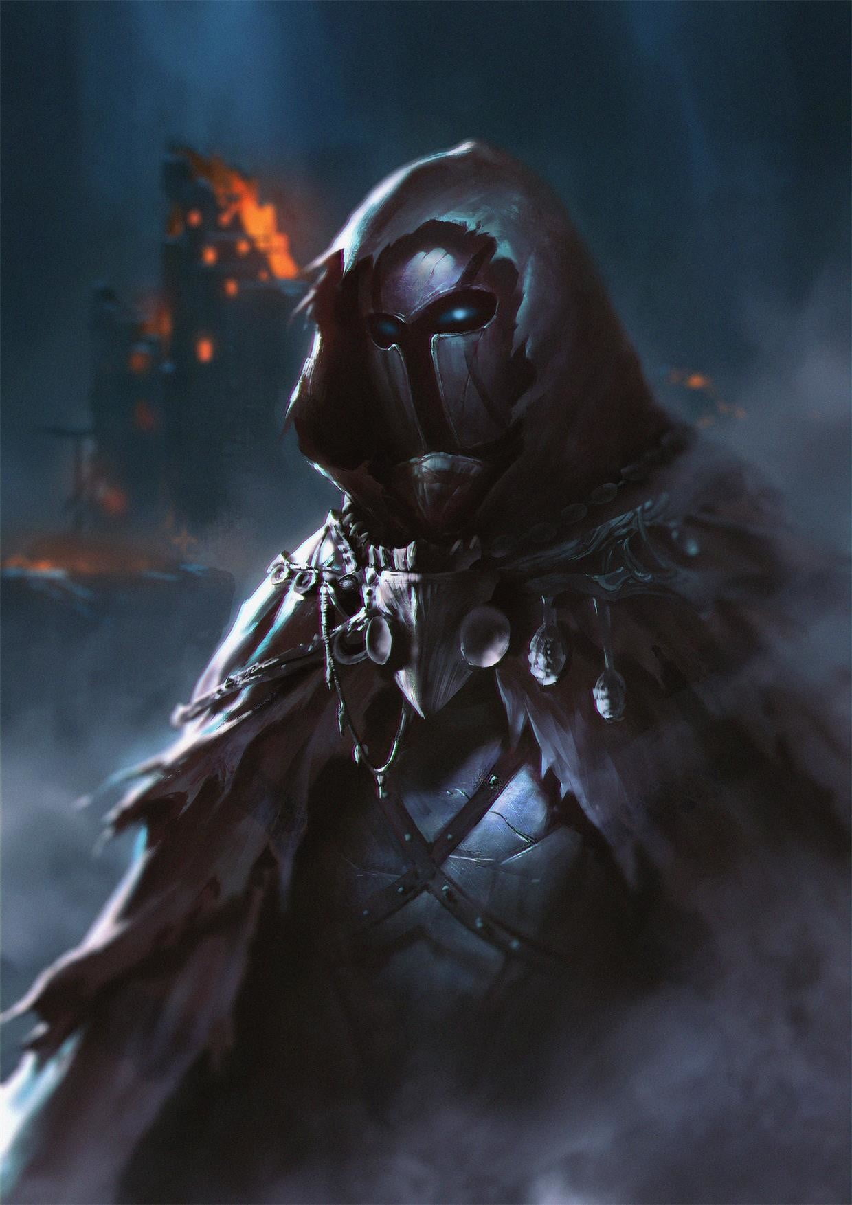 evil, fear, portrait, drawing, spooky, fire, hood - clothing, 720P, dark, motorcycle, horror, halloween, black, gray, human skeleton, aggression, adult, Phone HD Wallpaper
