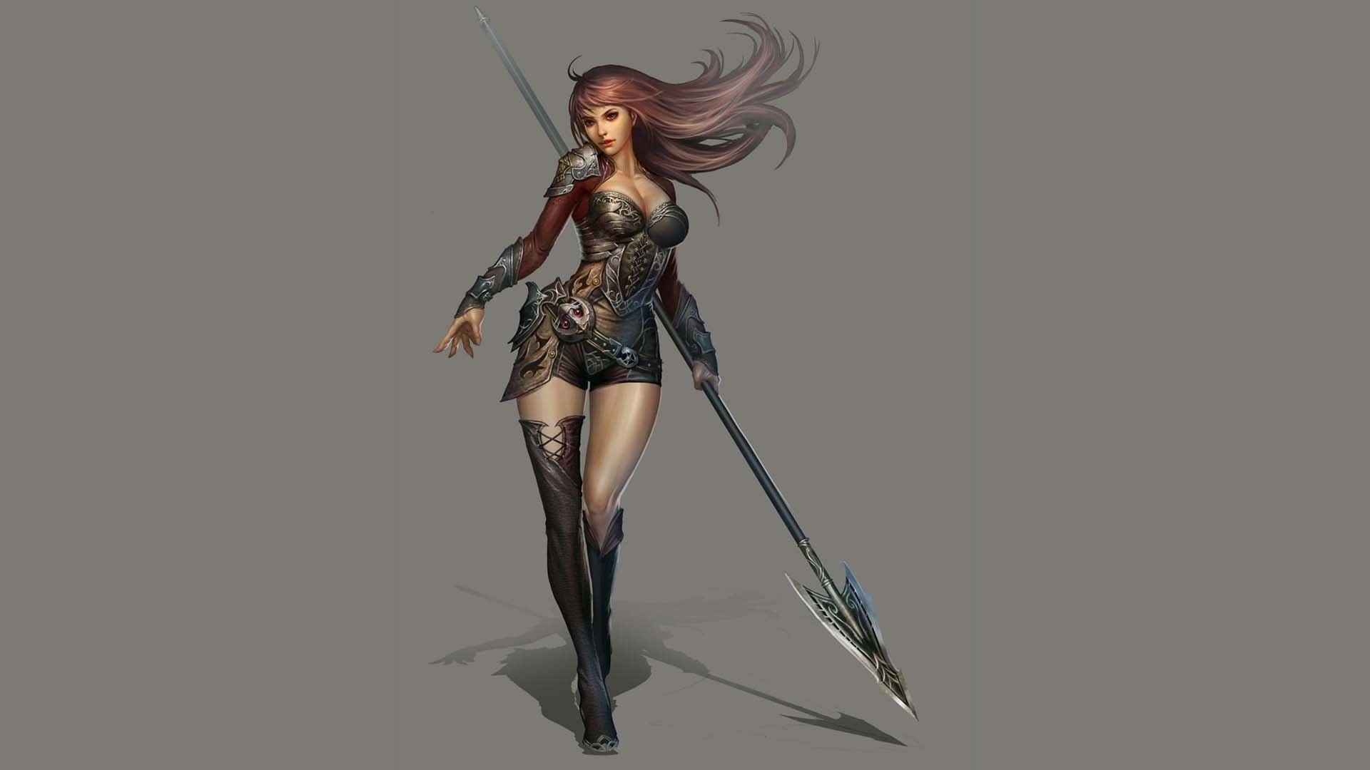Spear, 1080P, Fantasy, Warrior, Women Warrior, Woman, HD Wallpaper