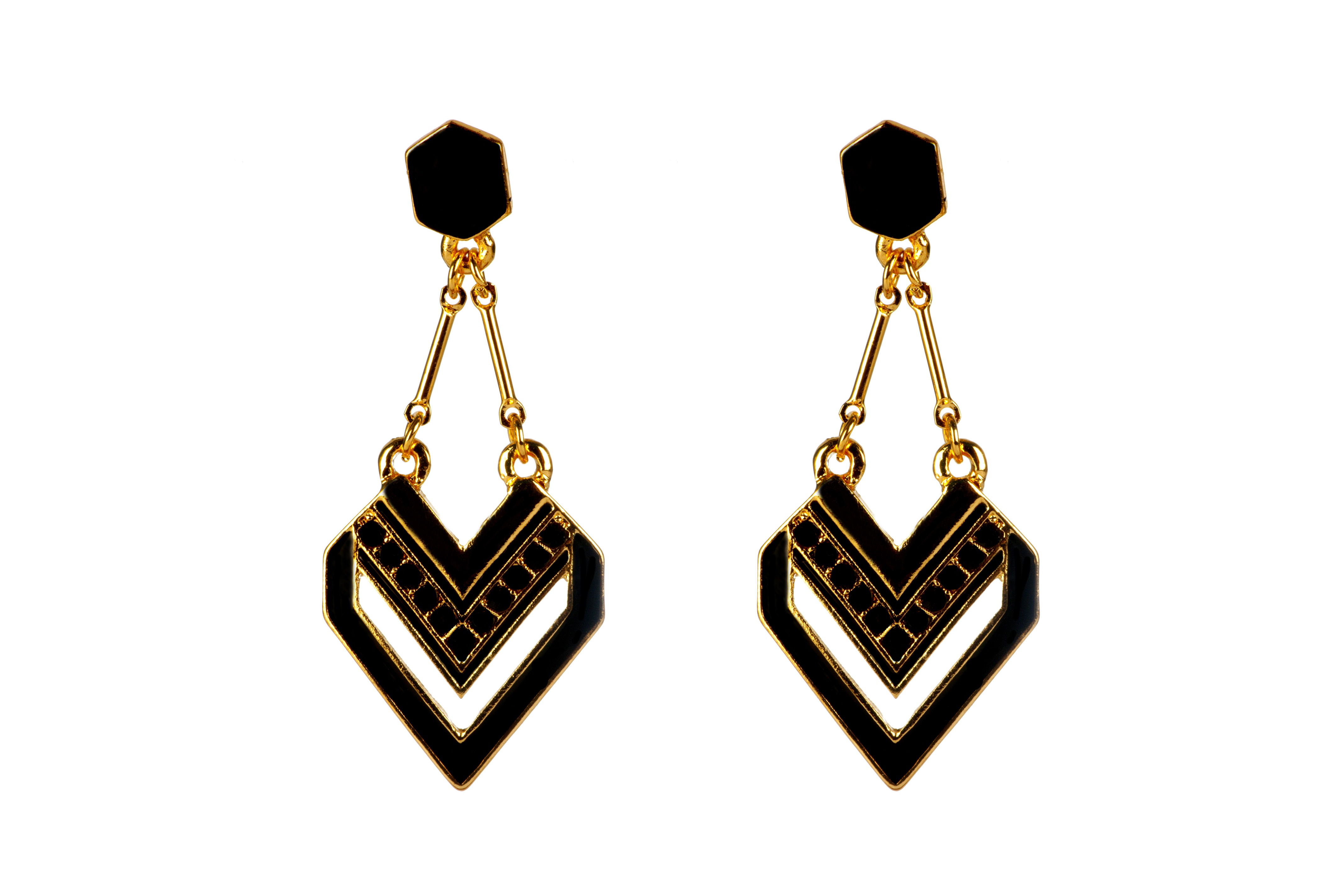retro styled, decoration, metal, feminine, gold chain, elegance, luxury, earrings, black, female, no people, jewel, gold, expensive, chain, two objects, HD Wallpaper