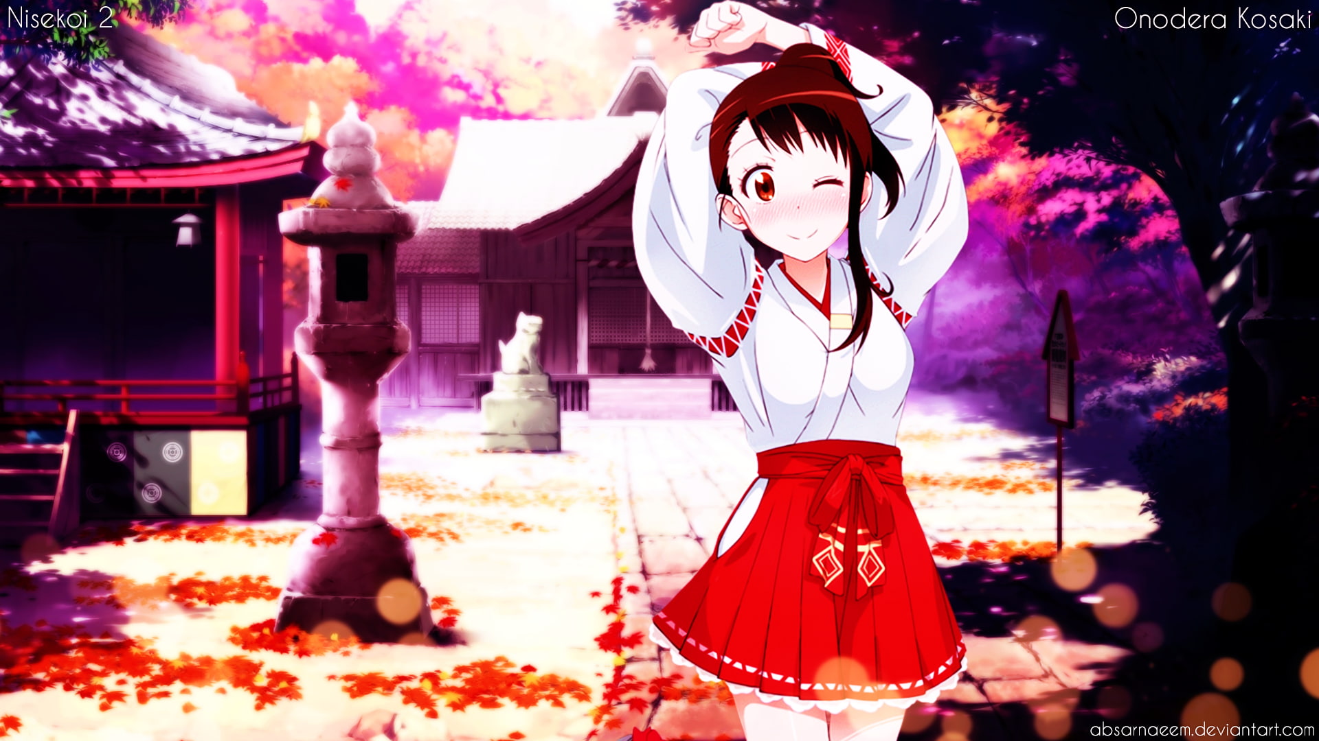Onodera Kosaki, anime girls, Nisekoi, miko, anime, 1080P, HD Wallpaper