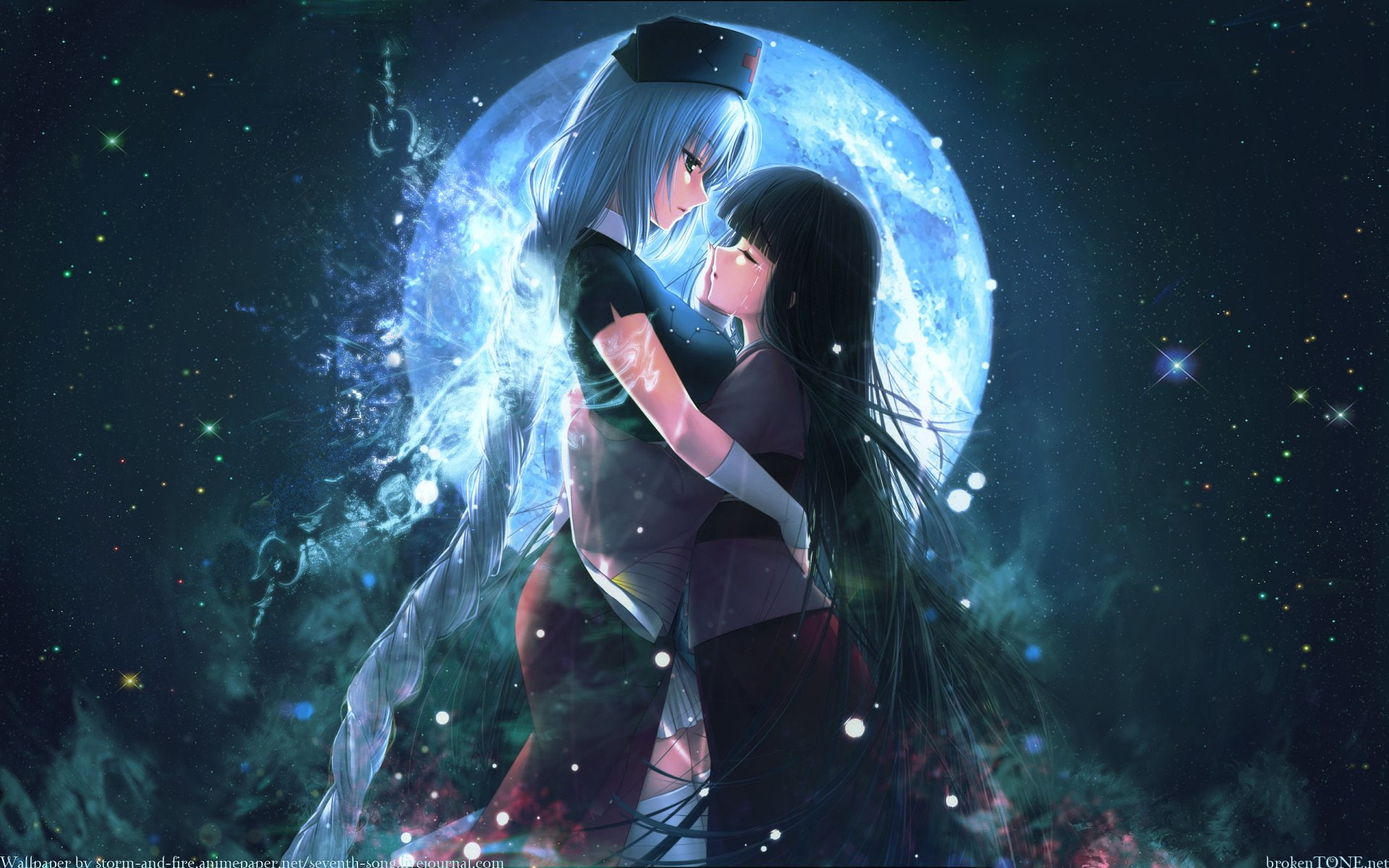 Yuri, 1080P, Kaguya Houraisan, Eirin Yagokoro, Touhou, Anime, HD Wallpaper
