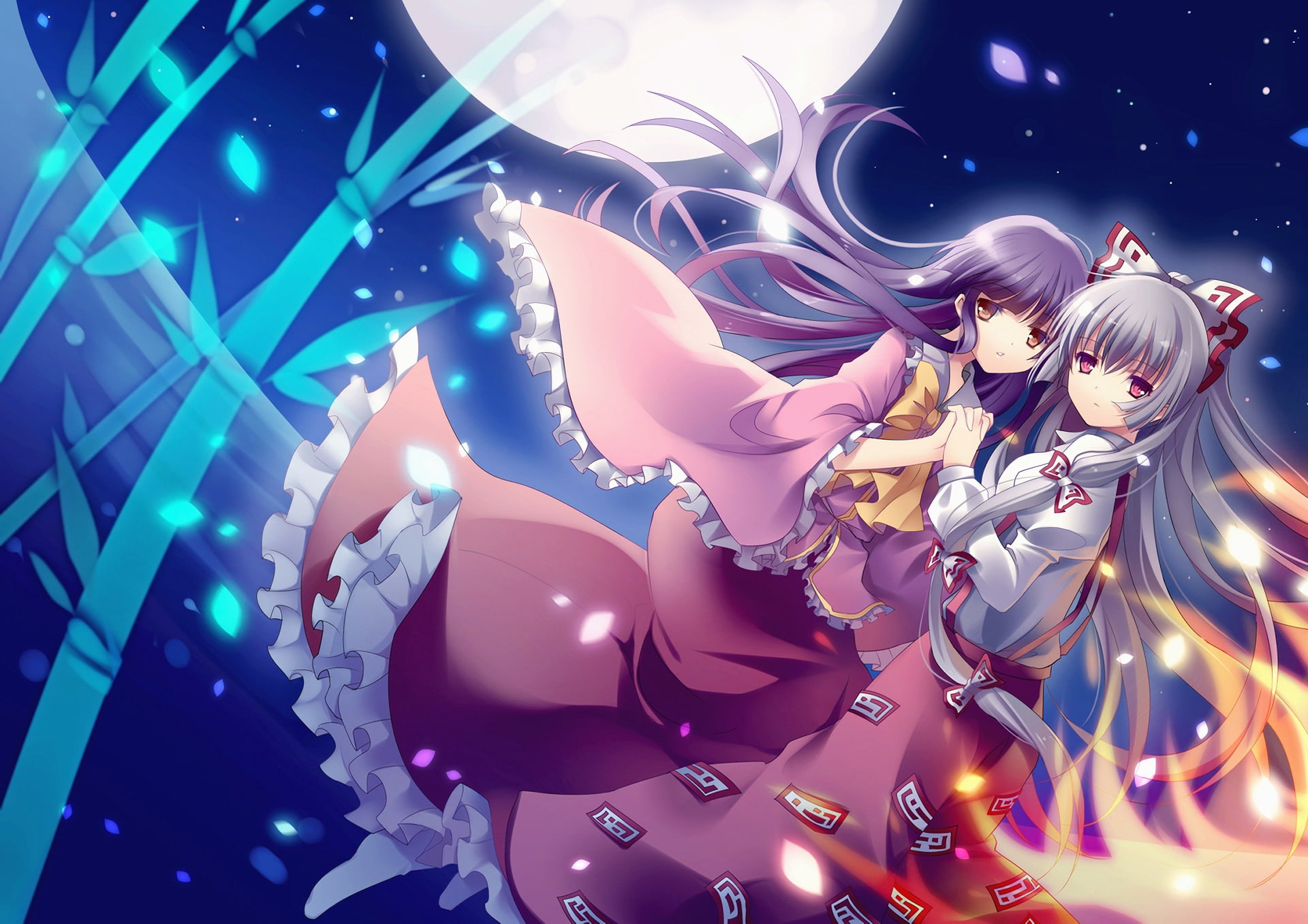 Touhou, 1080P, Anime, Fujiwara no Mokou, Kaguya Houraisan, HD Wallpaper