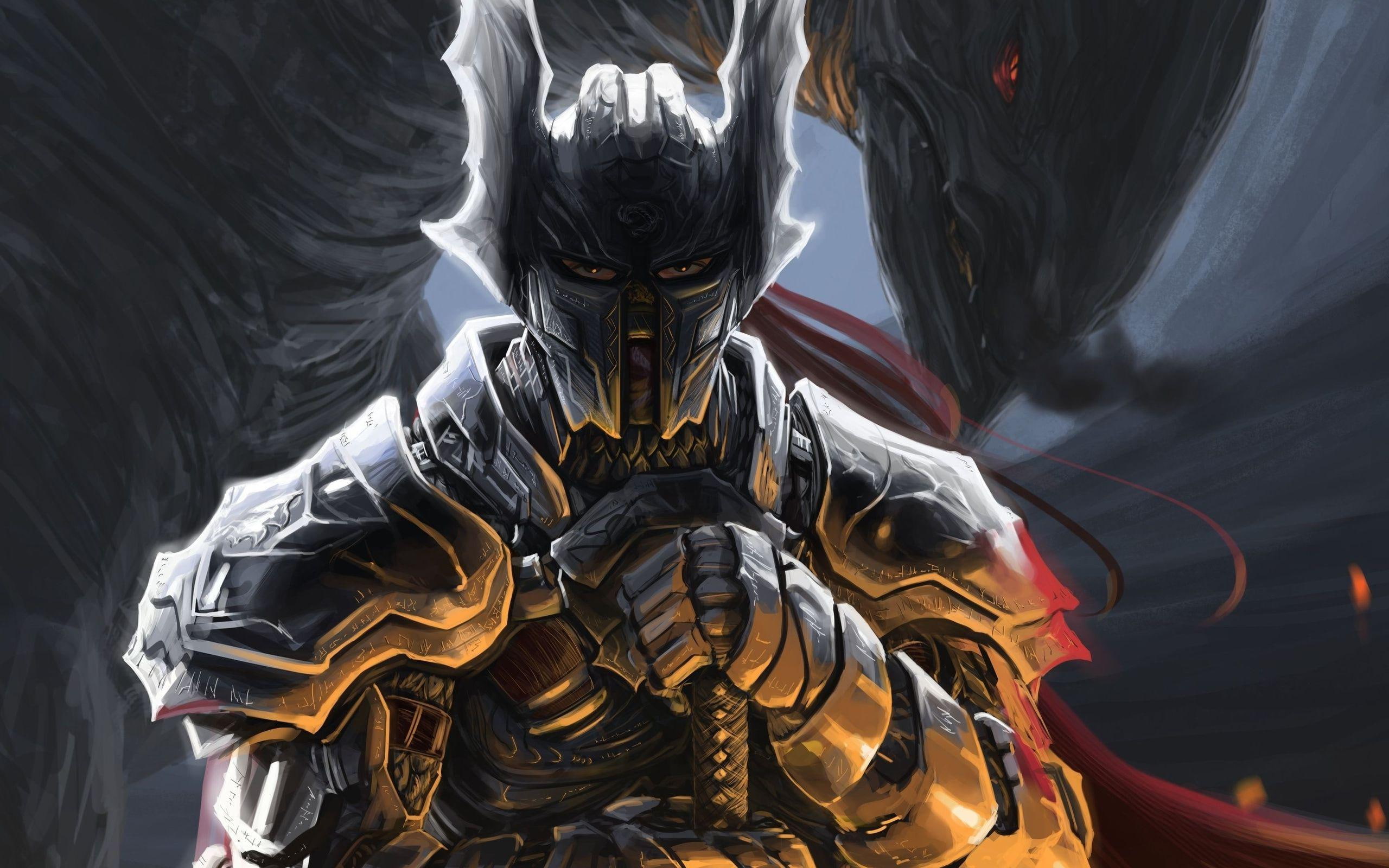 armor, guild, 2560x1600, game, wars, games, guild wars, warrior, knight, character, 2K, HD Wallpaper