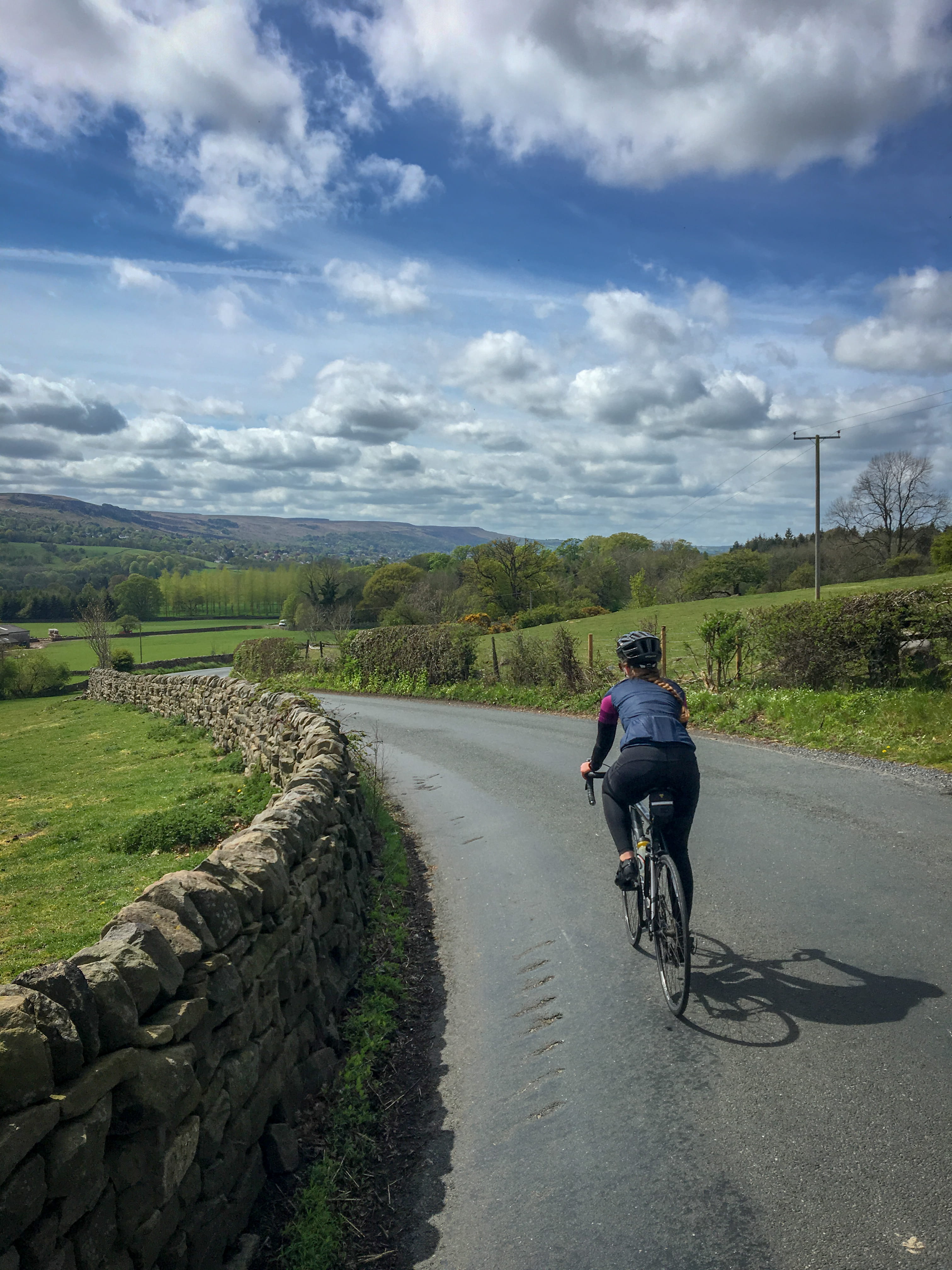 leisure activity, road, activity, day, nature, sky, sports, riding, real people, full length, wall, outdoors, transportation, rear view, north yorkshire, Phone HD Wallpaper