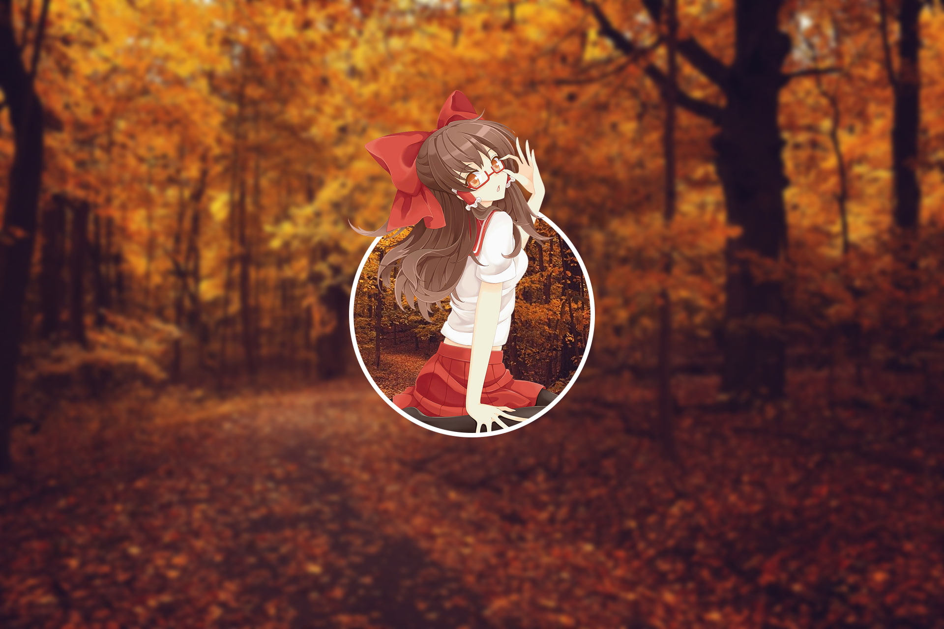 forest, leisure activity, 1080P, females, childhood, land, lifestyles, full length, woodland, nature, casual clothing, real people, child, anime, autumn, HD Wallpaper