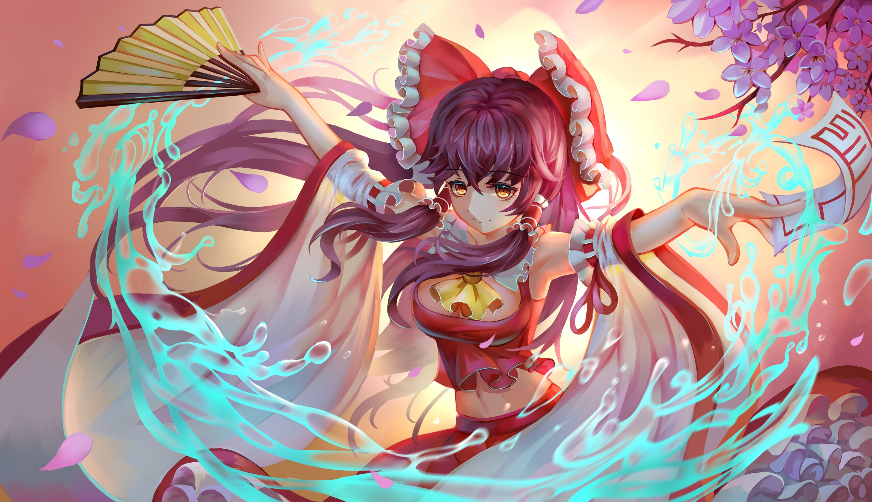2K, anime, Touhou, anime girls, Hakurei Reimu, HD Wallpaper