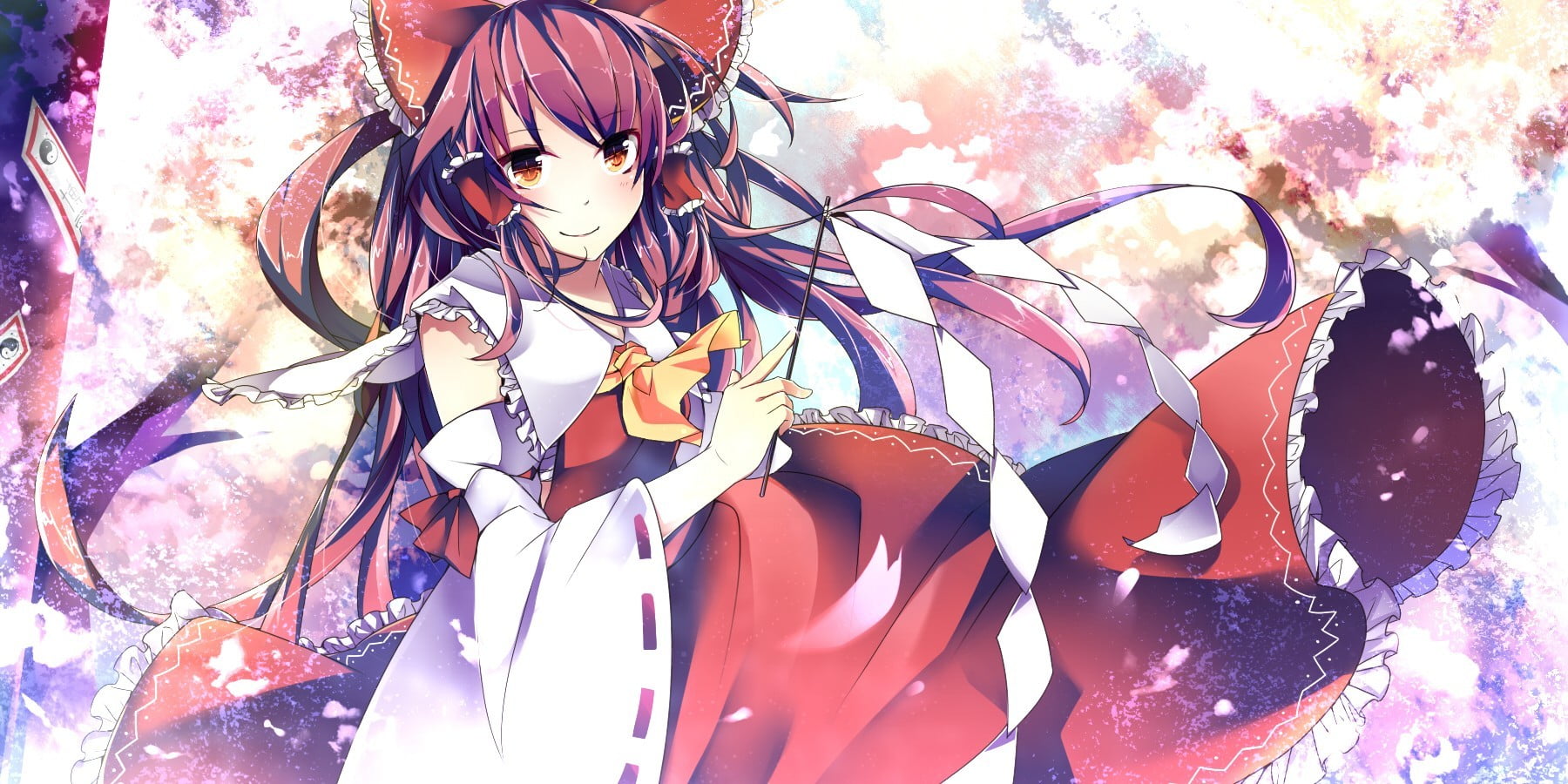 scarf, leisure activity, tree, fashion, Touhou, outdoors, one person, sunlight, dress, day, nature, young women, art and craft, front view, anime girls, HD Wallpaper
