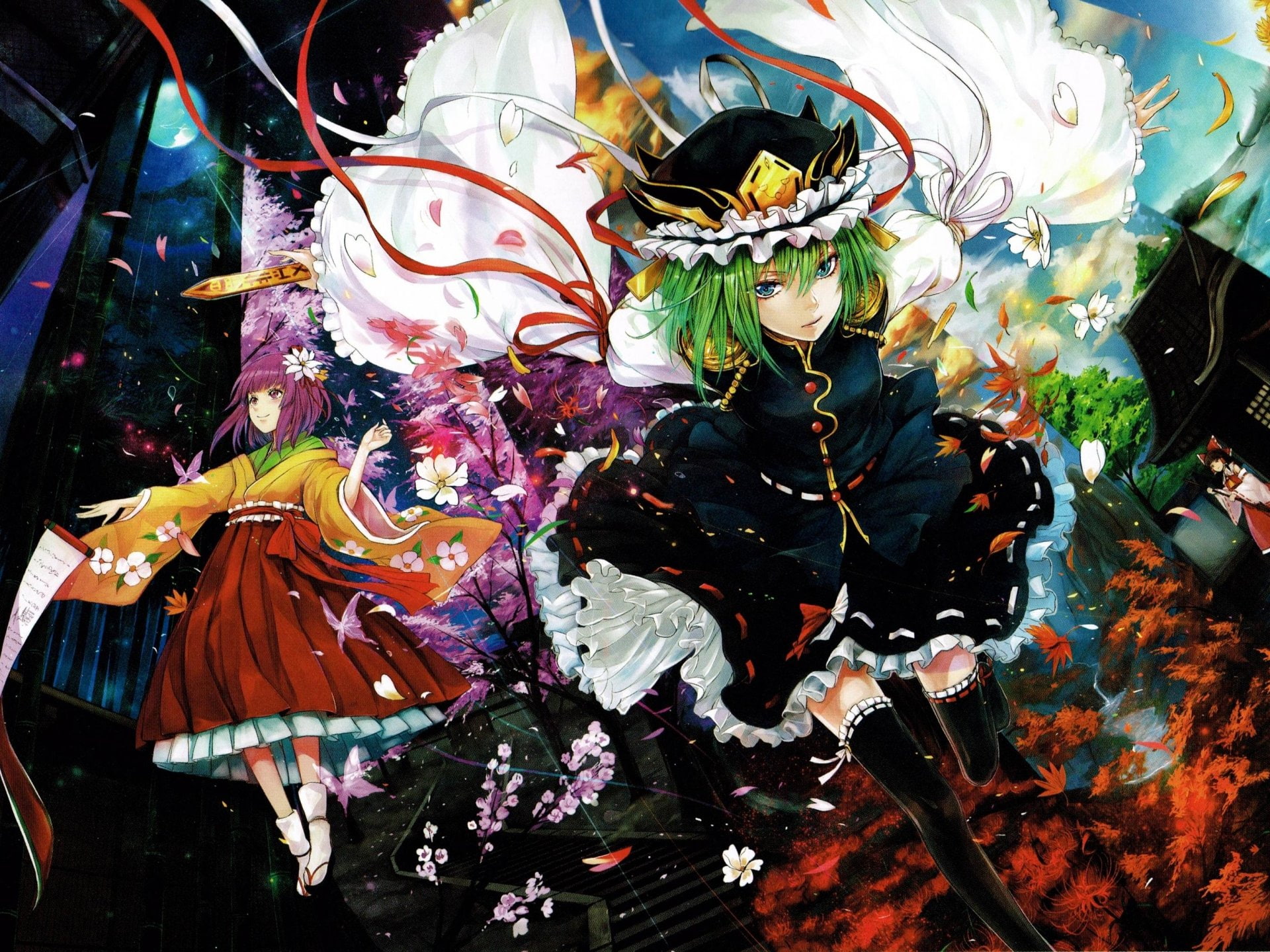 Hieda no Akyuu, Anime, 1080P, Touhou, Reimu Hakurei, Eiki Shiki, HD Wallpaper