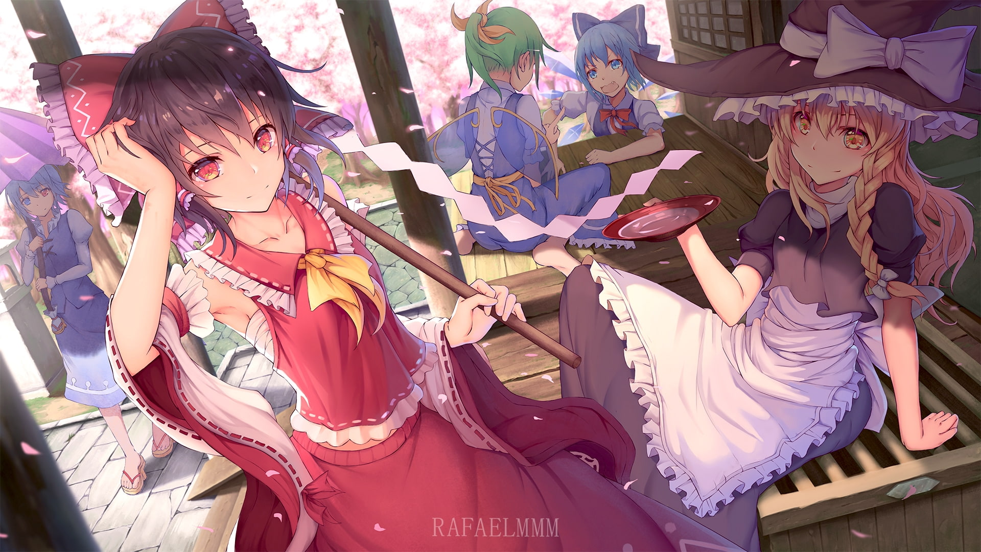child, mouth open, Anime, sarashi, amusement park ride, girls, female likeness, art and craft, cirno, touhou, females, 1080P, outdoors, lifestyles, real people, HD Wallpaper