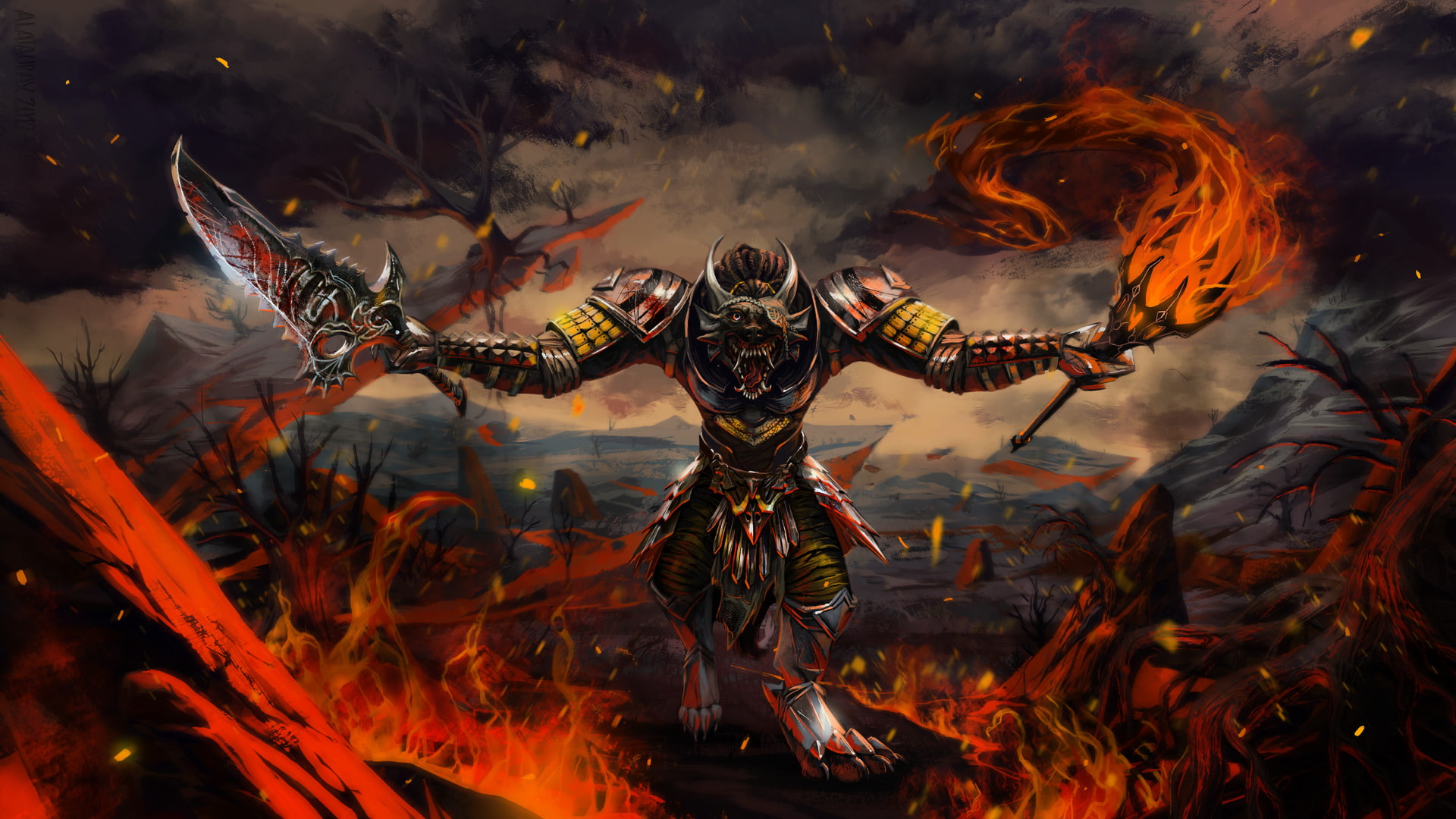 Armor, belief, no people, heat - temperature, blurred motion, fire - natural phenomenon, Dark, Creature, digital composite, orange color, motion, arts culture and entertainment, HD Wallpaper