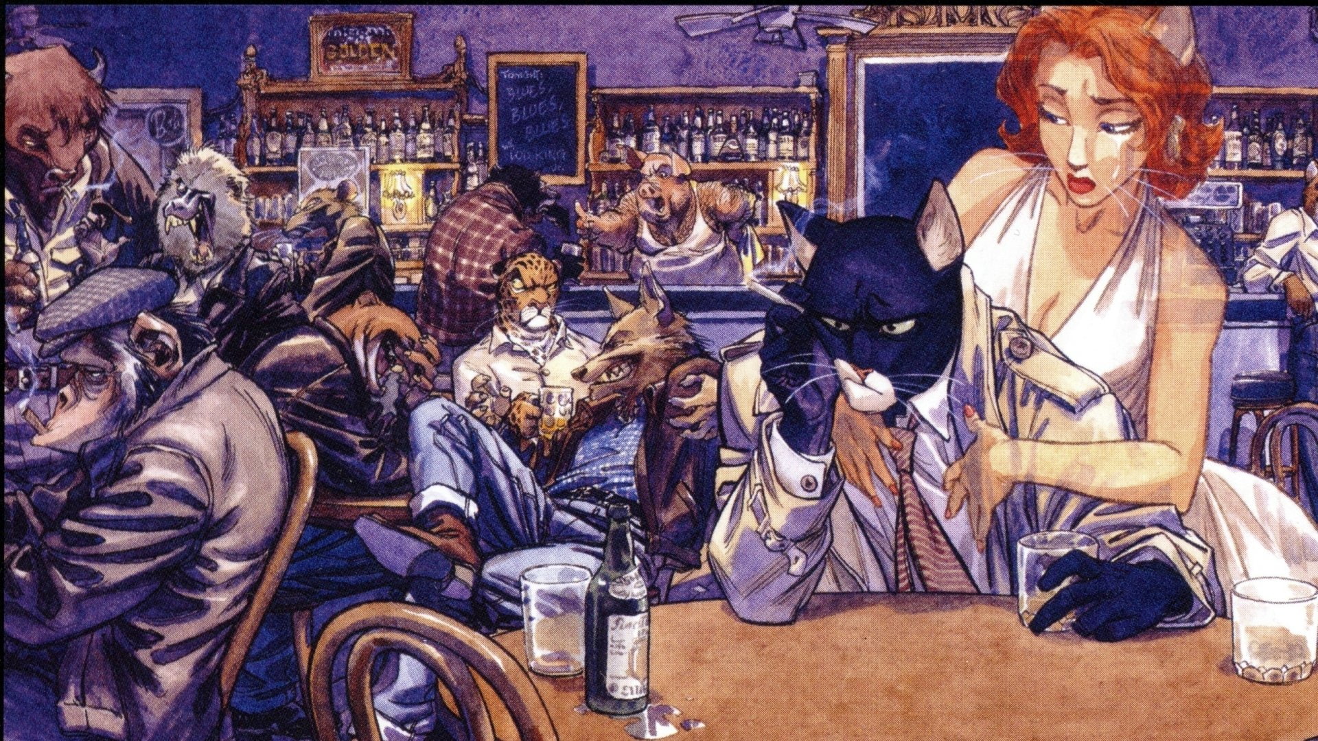 occupation, women, people, male likeness, young adult, John Blacksad, young men, human representation, 1080P, front view, Blacksad, art and craft, beautiful woman, HD Wallpaper