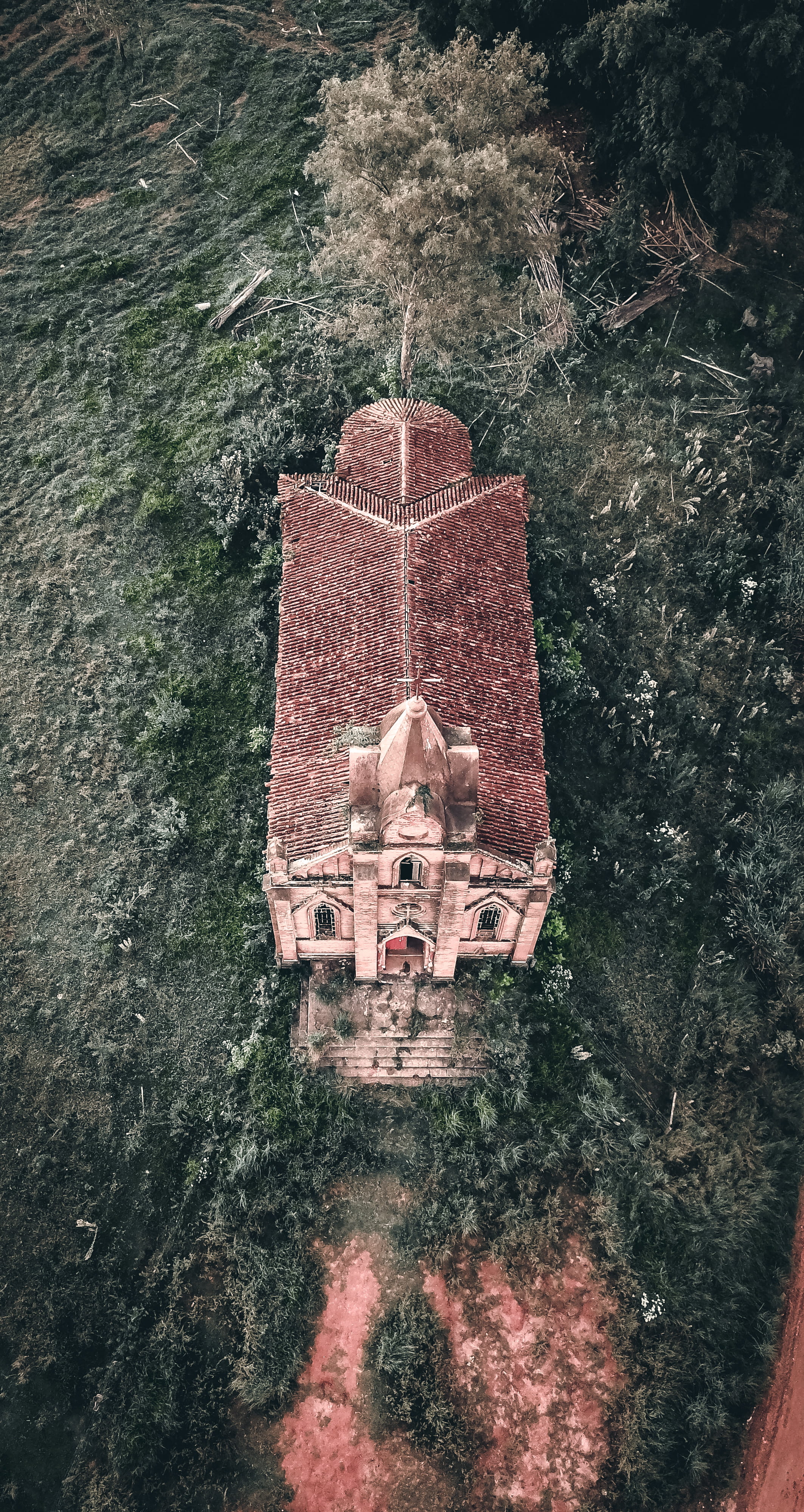 scenery, unnamed road, art, land, architecture, landscape, flagstone, the past, day, spirituality, fort, tree, steeple, archaeology, dome, castle, spire, Phone HD Wallpaper