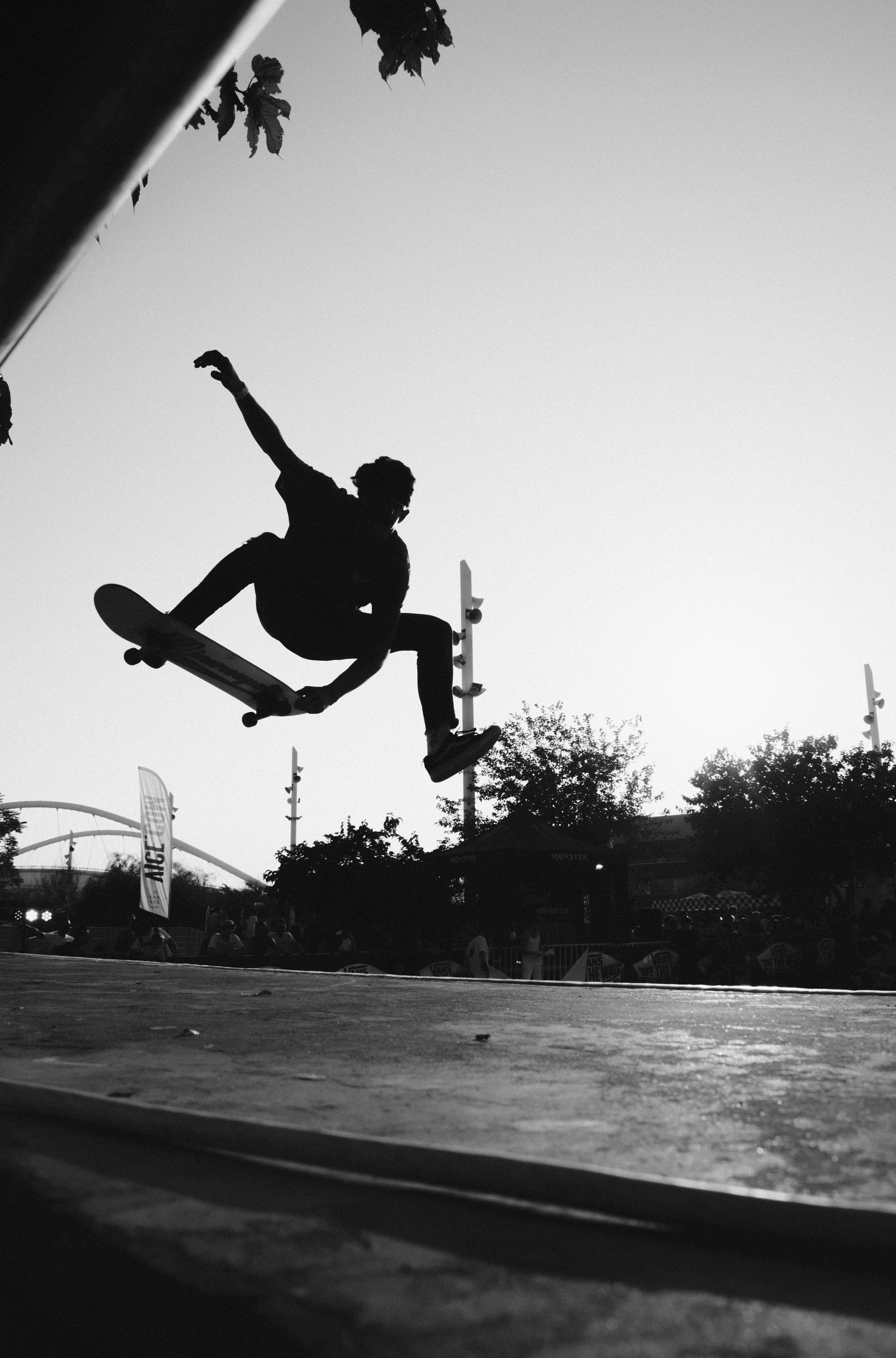 man, men, urban, sky, greece, tower, road, tree, steeple, athens, skill, silhouette, exercise, bike, skateboard, architecture, sports, outdoors, mid-air, Phone HD Wallpaper