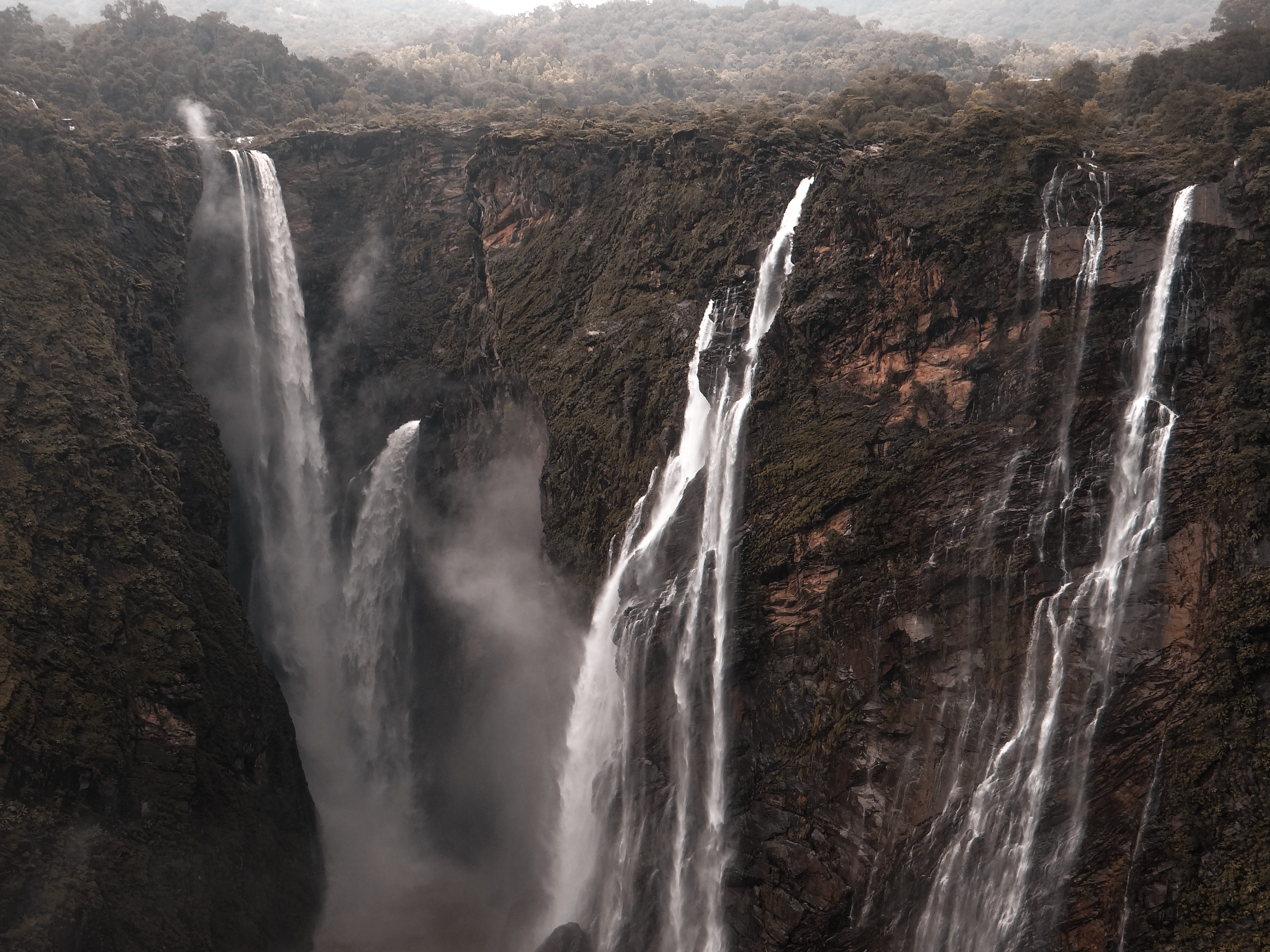 beauty in nature, outdoors, long exposure, daytime, landscape, cliff, aerial view, formation, power in nature, dam, 4K, rock - object, power, flowing, HD Wallpaper