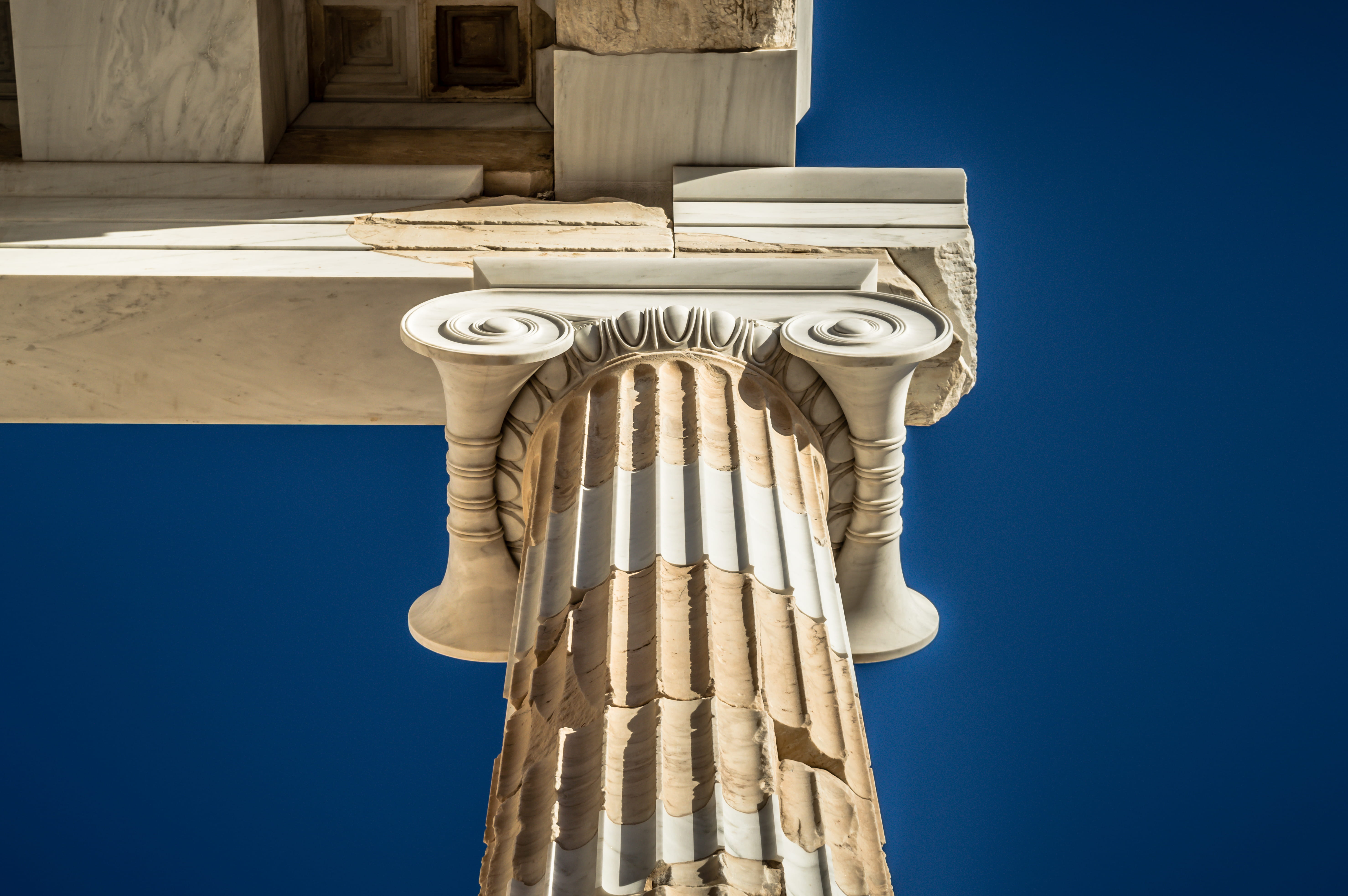 architectural column, propilea, building exterior, propylaea, the past, low angle view, athina, sky, ancient, order, history, sunlight, column, ελλαδα, HD Wallpaper