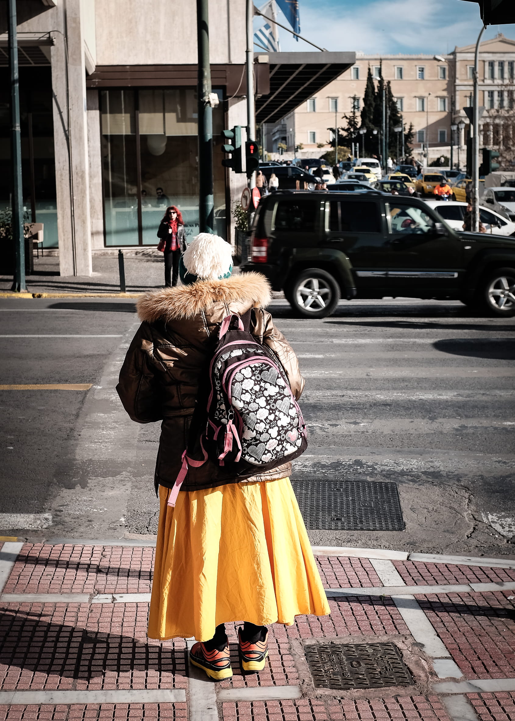 people, lifestyles, athens, city, positive emotion, yellow, athina, adult, daughter, building exterior, woman, transportation, women, street, mode of transportation, Phone HD Wallpaper