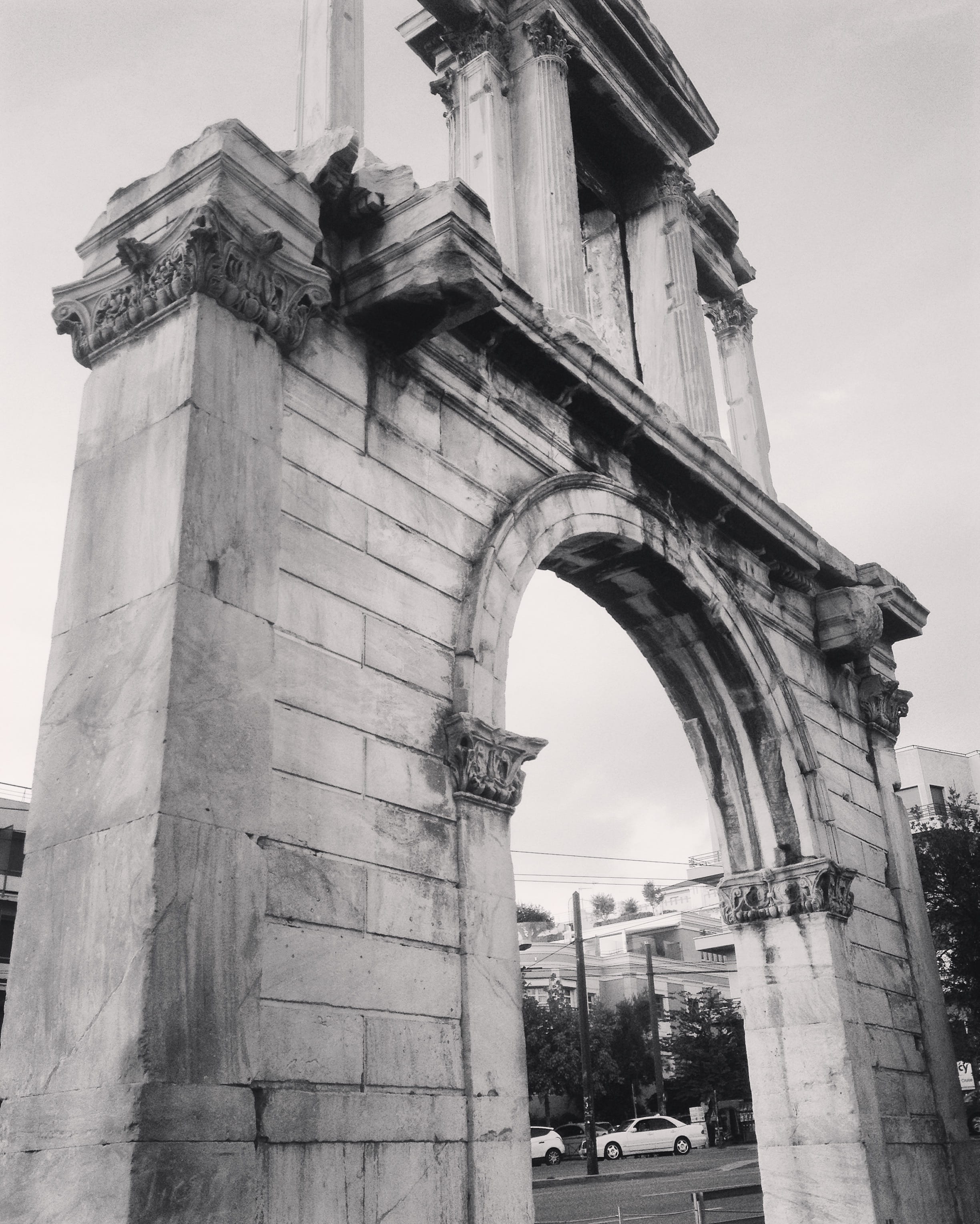 transportation, built structure, travel destinations, greece, leoforos vasilisis amalias, building, building exterior, arch, architectural column, athina, Phone HD Wallpaper