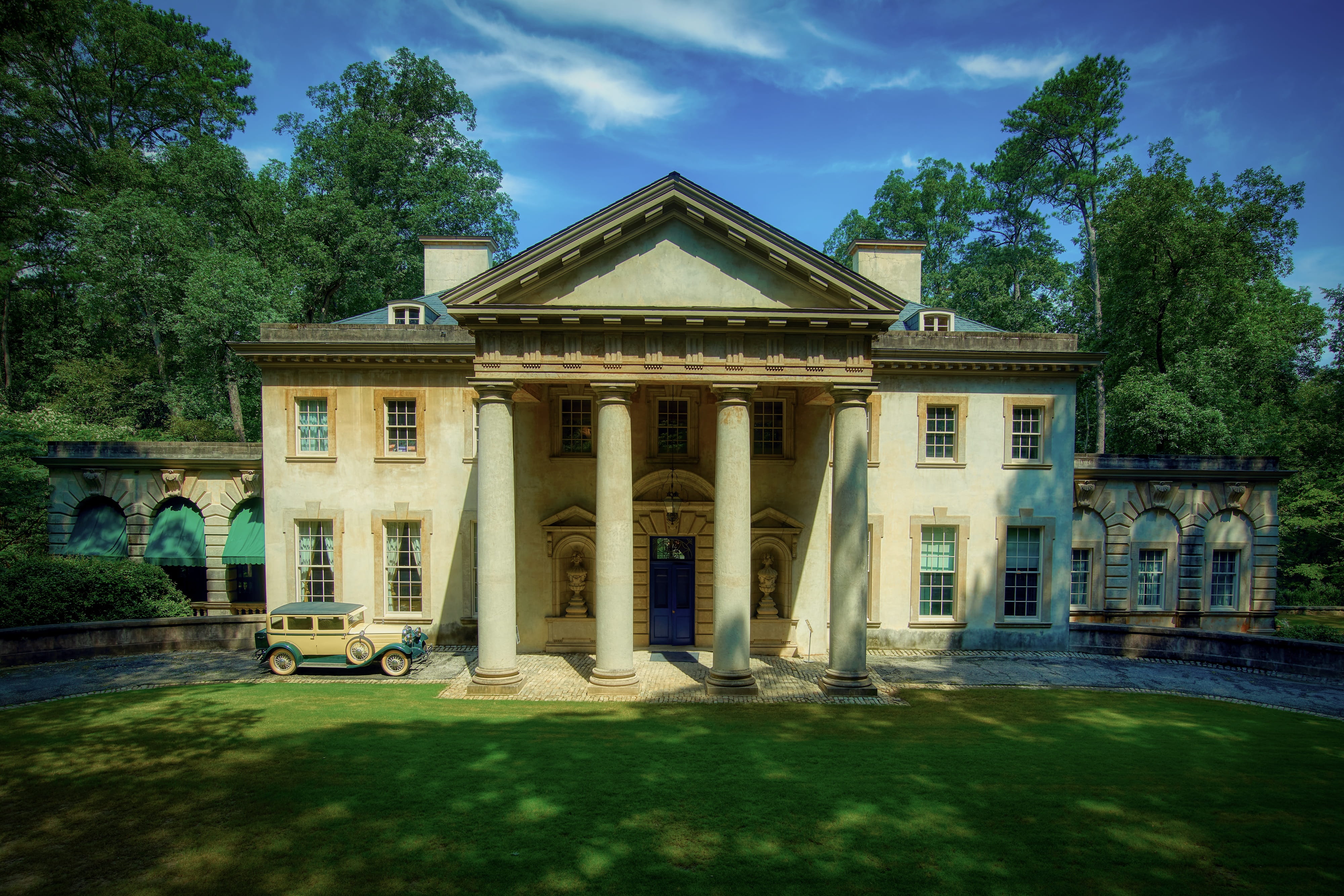 swan house, grass, hdr, georgia, historic, america, tourism, architecture, building, no people, landscape, the past, history, landmark, built structure, HD Wallpaper