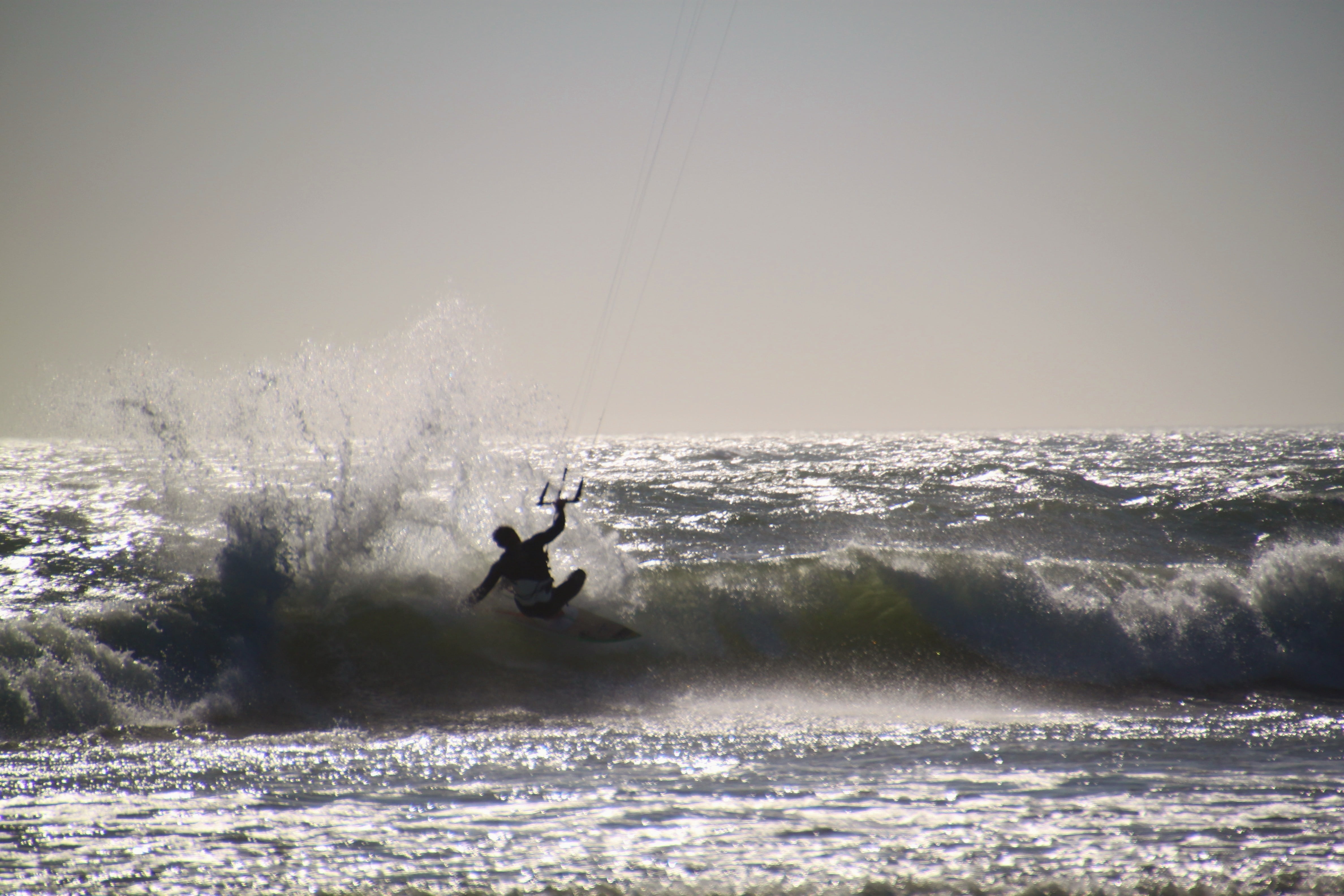 dynamic, adventure, trend sports, power in nature, 4K, back light, swell, light, extreme sports, leisure activity, bloubergstrand, kite surf, south africa, HD Wallpaper