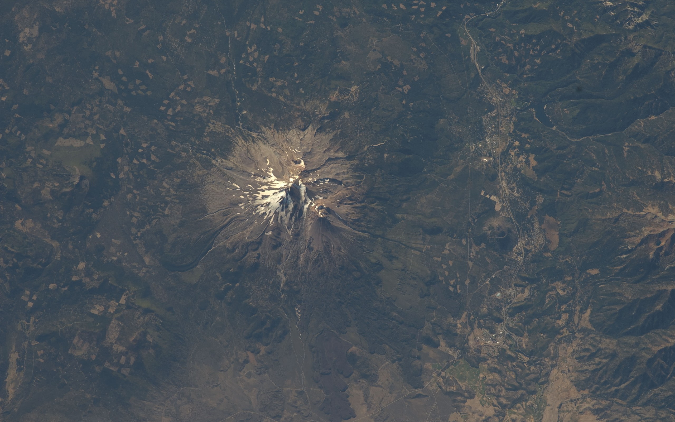 Mount Shasta, aerial view, mountains, 2K, HD Wallpaper