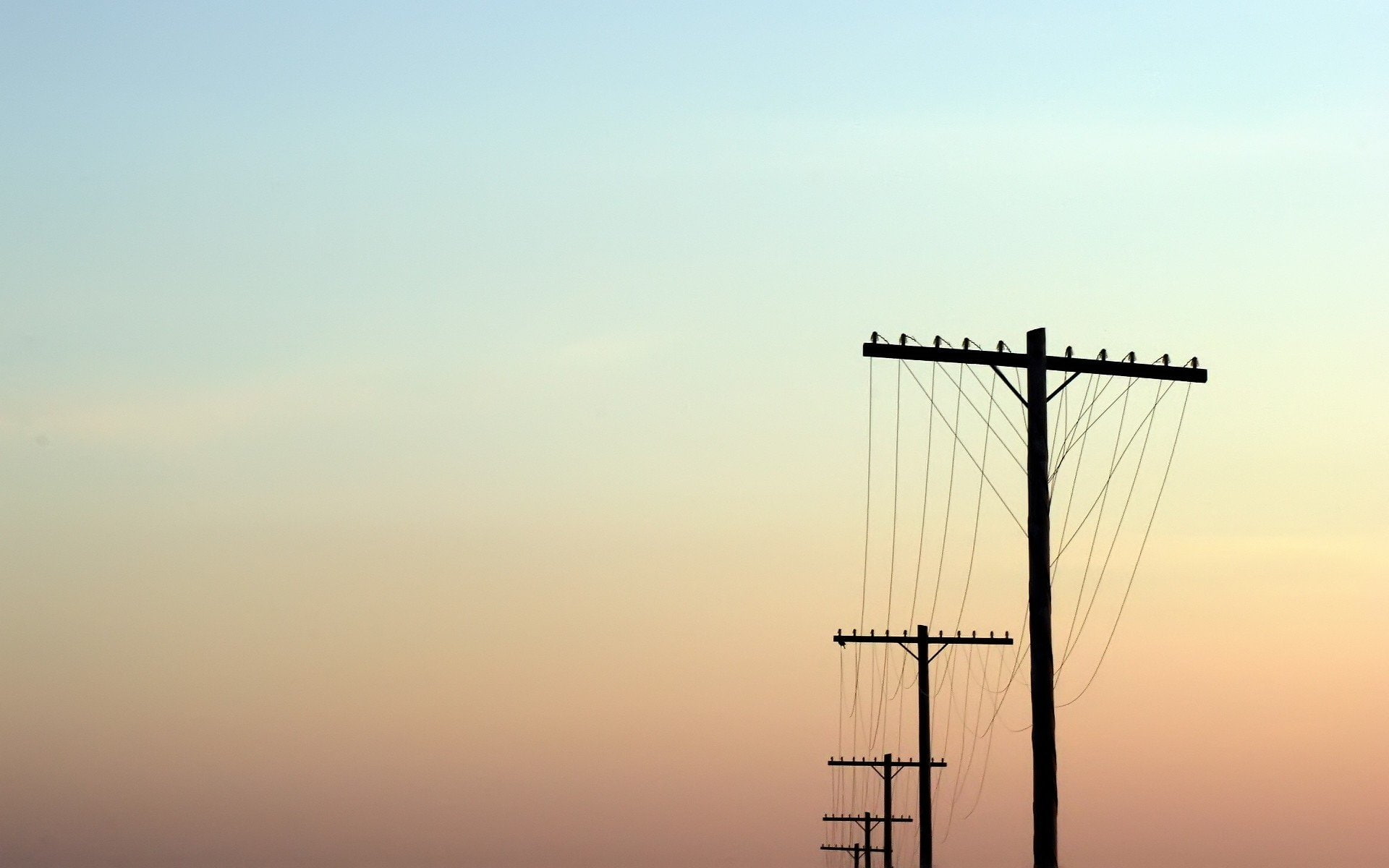 copy space, clear sky, antenna - aerial, nature, power lines utility pole, electricity pylon, communication, 1080P, no people, silhouette, electricity, HD Wallpaper