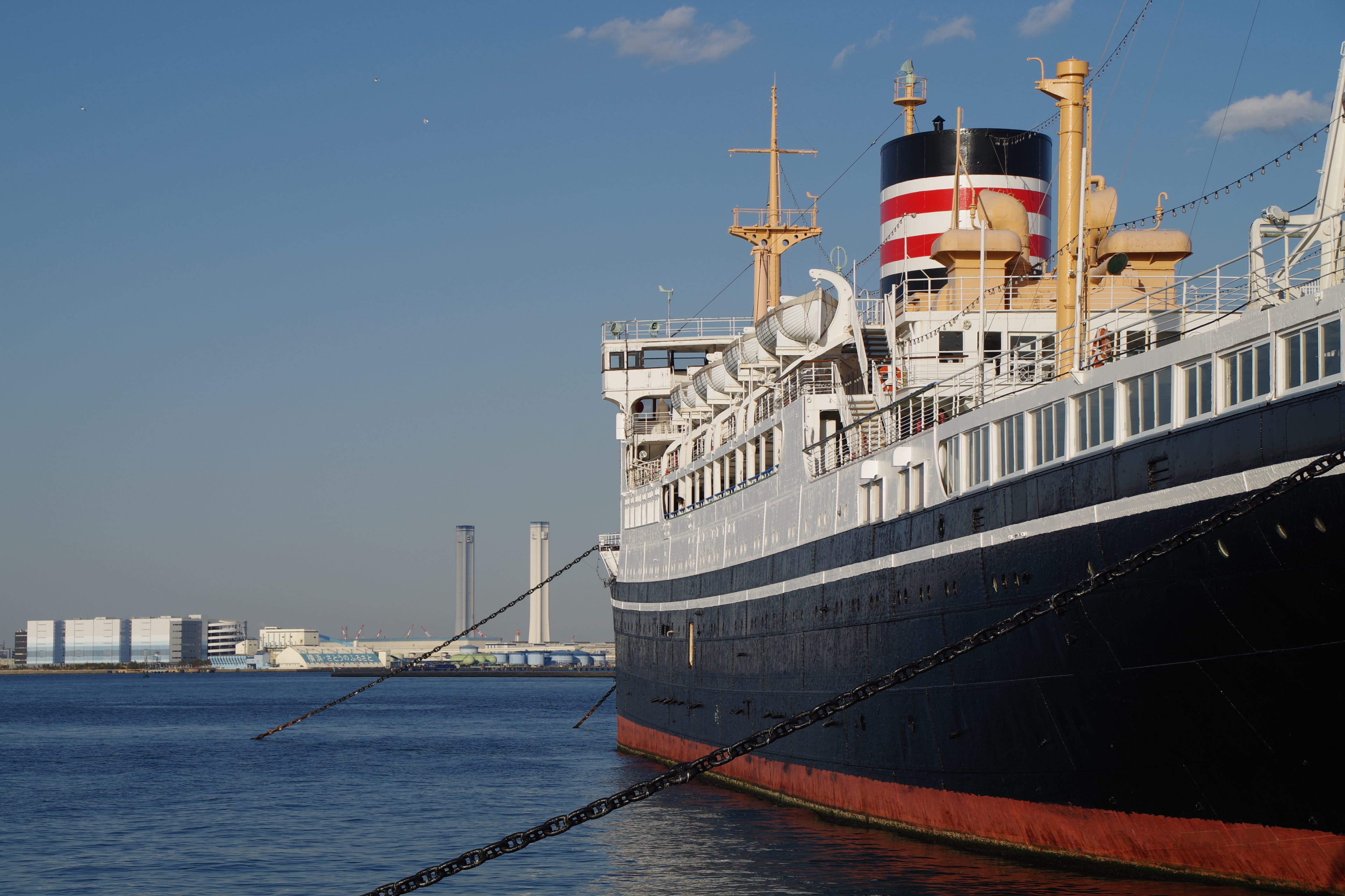 nature, built structure, yokohama, nautical vessel, architecture, no people, water, passenger craft, hikawa maru, sky, 4K, shipping, waterfront, commercial dock, HD Wallpaper