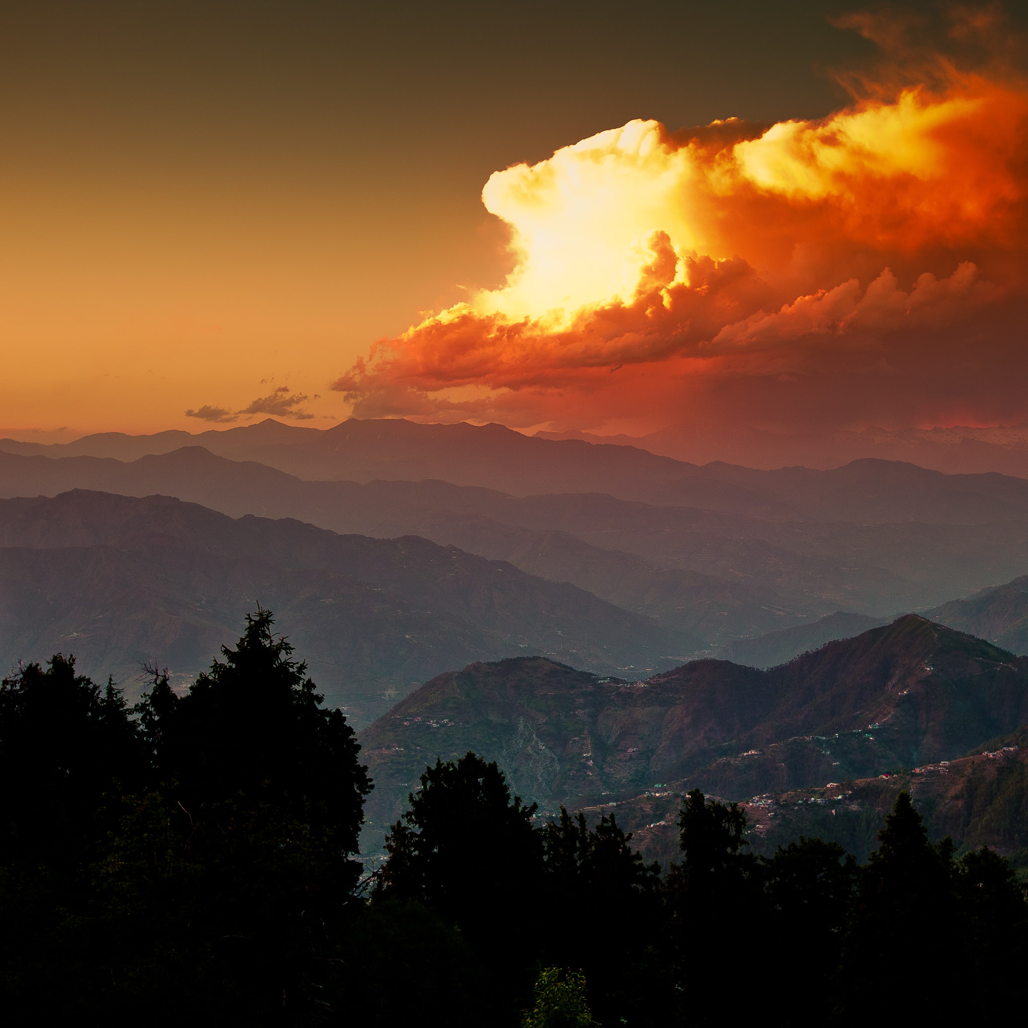 cloud - sky, longexposure, 1080P, dalhousie, mountains, silhouette, mountain, landscape, orange color, nikond700, no people, nikon, orange, plant, non-urban scene, Phone HD Wallpaper