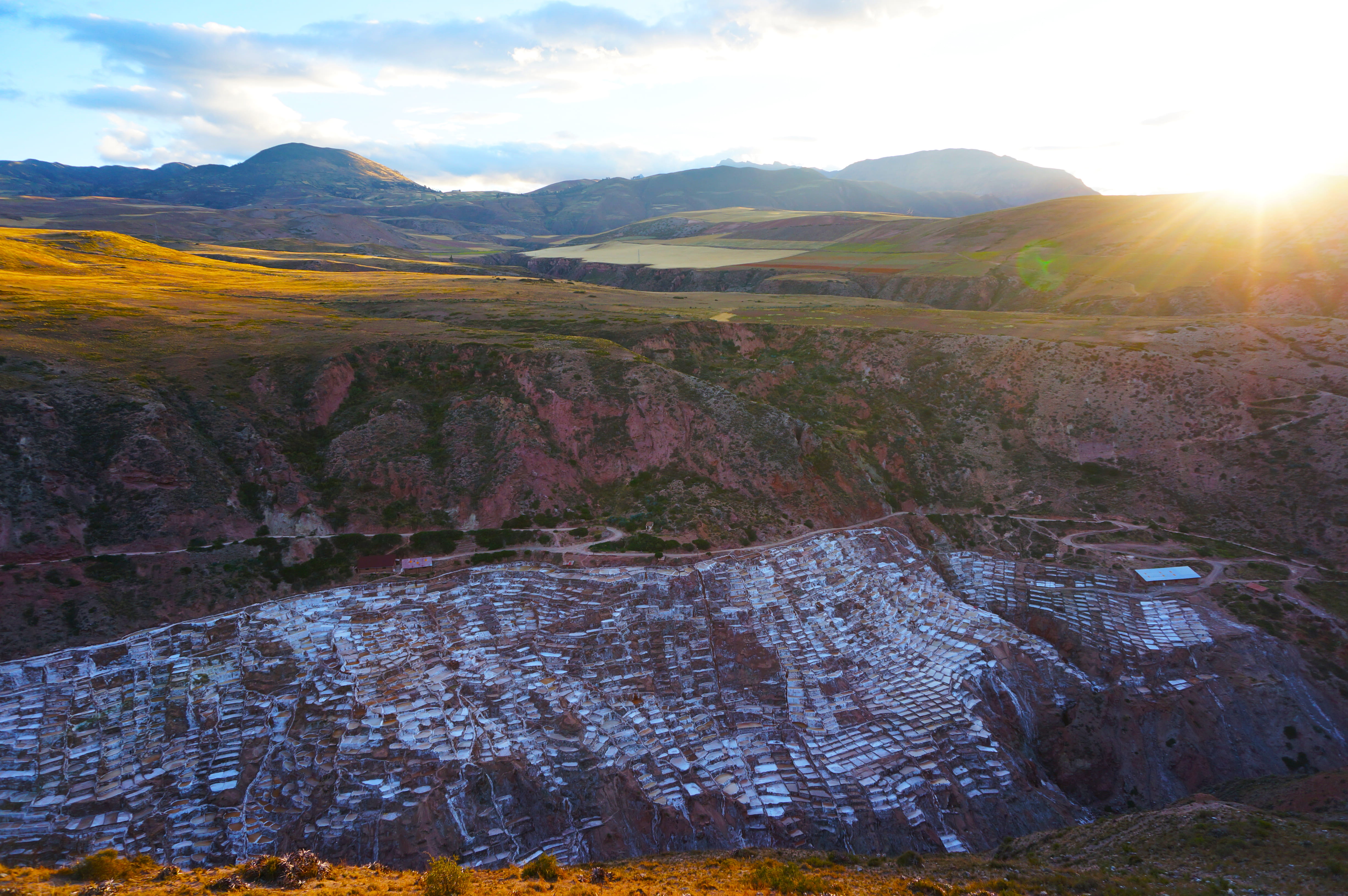 outdoors, flowing, idyllic, sunset, cusco, landscape, andes mountains, bright, beauty in nature, pampa, sun, 4K, scenics - nature, maras, sky, environment, HD Wallpaper