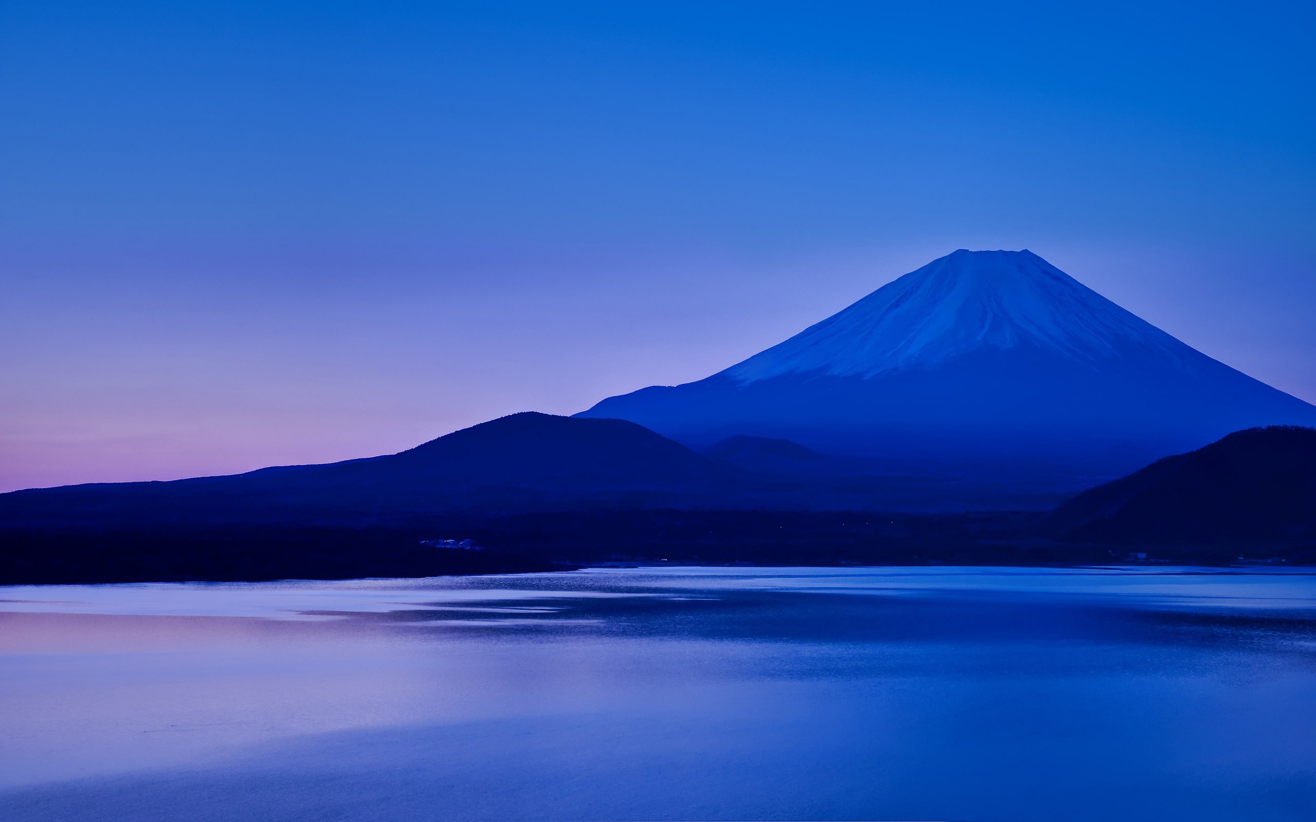 2K, tranquil scene, mount, idyllic, volcano, wallpape, travel destinations, snowcapped mountain, motosu, copy space, lake, blue, no people, scenics - nature, HD Wallpaper