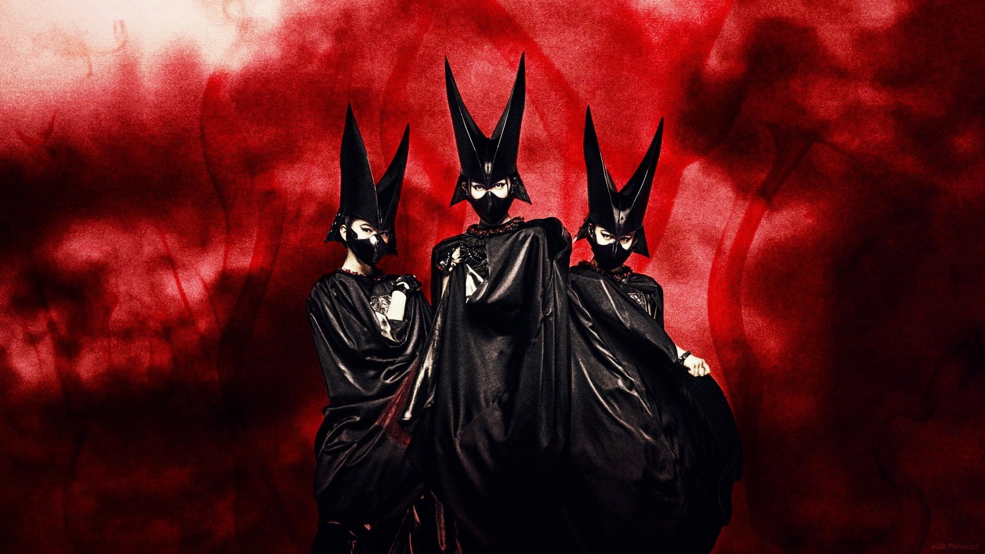fear, 1080P, celebration, babymetal, horror, gothic style, black color, red, human representation, close-up, disguise, evil, no people, art and craft, HD Wallpaper