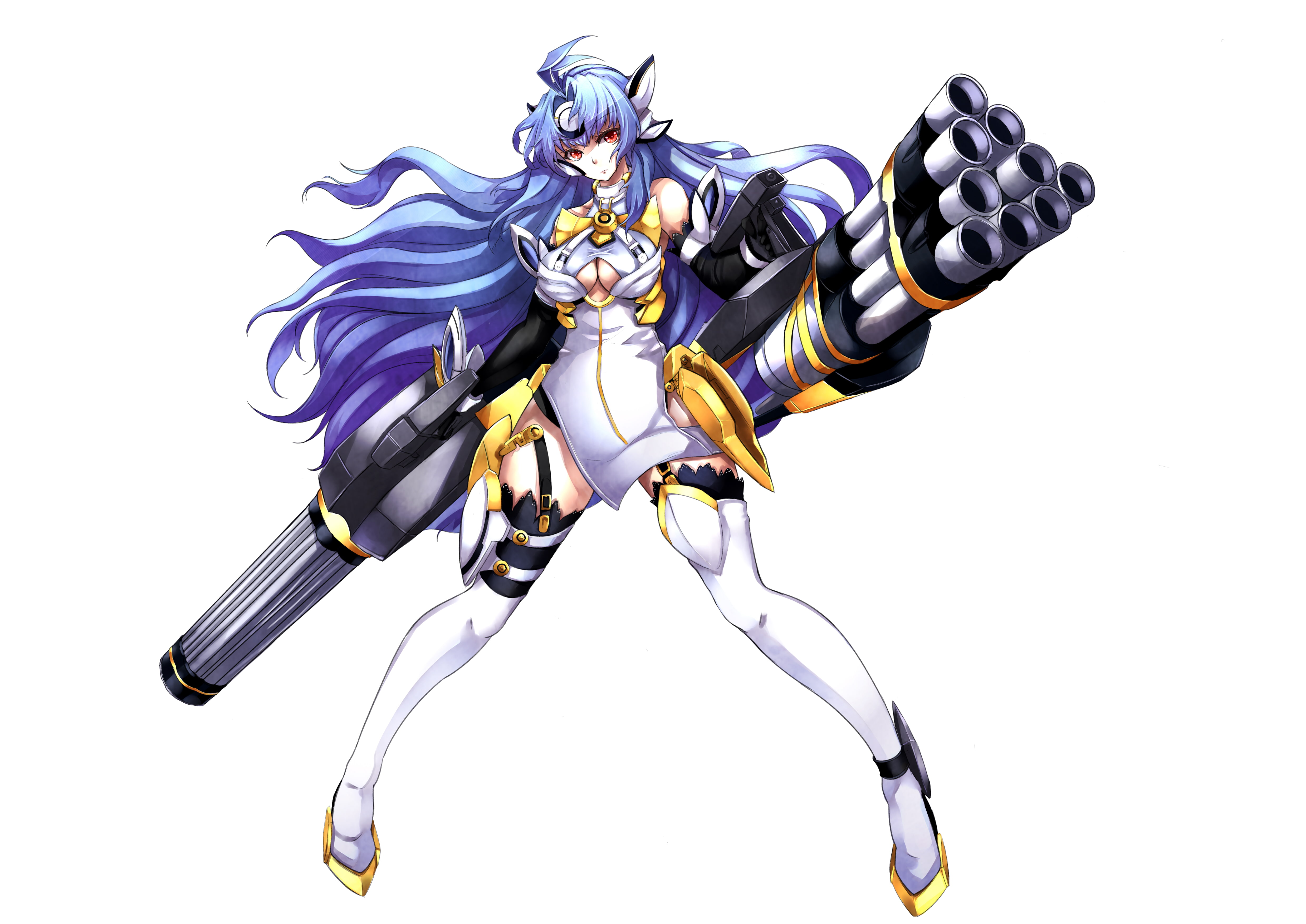 xenosaga, red, kos mos, hair, cleavage, blue, 4K, asya, eyes, HD Wallpaper