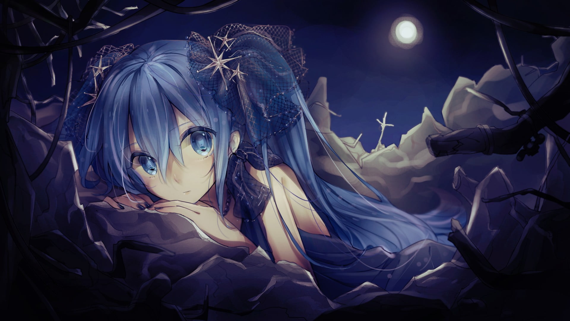 digital composite, fashion, Vocaloid, long hair, 1080P, blue, beautiful woman, real people, one person, indoors, adult, anime, hairstyle, Hatsune Miku, HD Wallpaper
