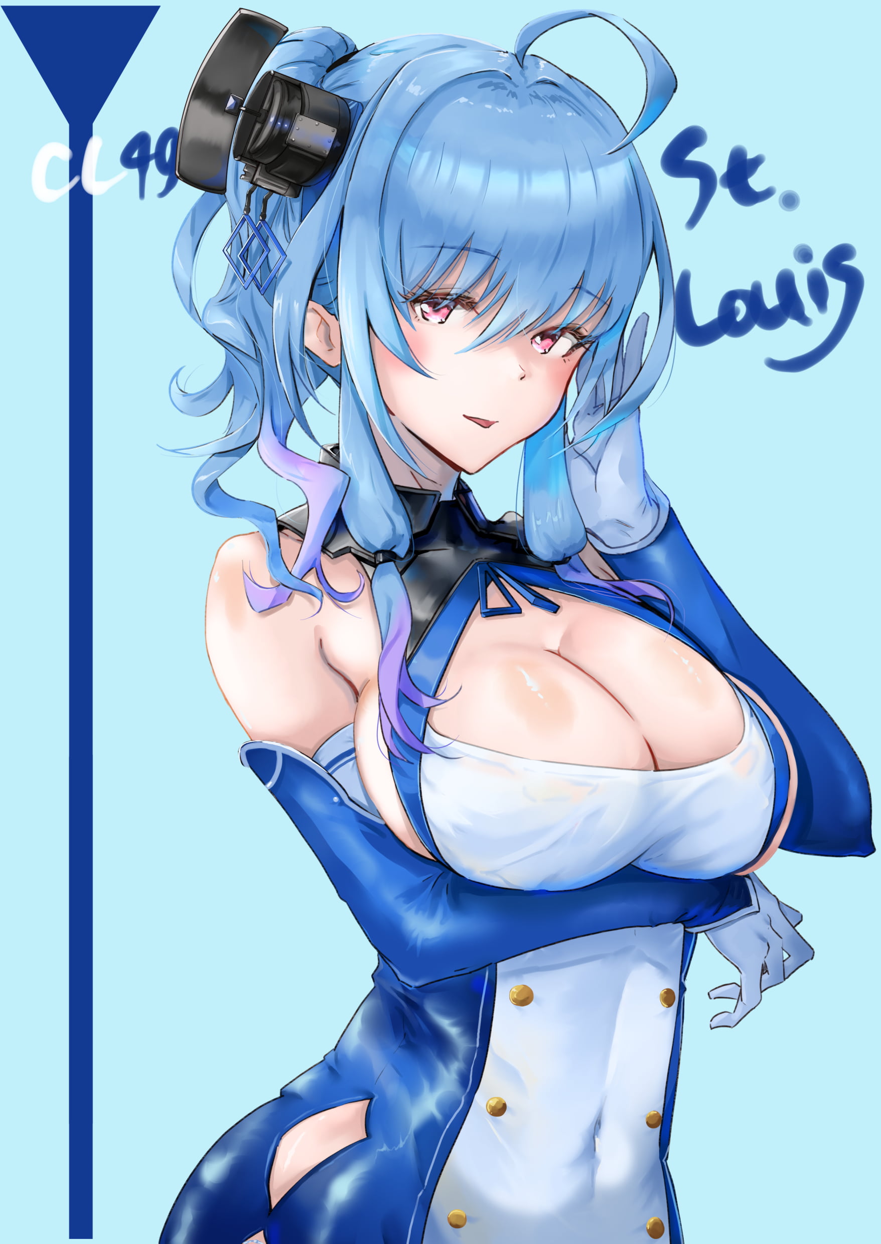 Azur Lane, anime girls, 1080P, Shakamuni, St. Louis, blue hair, smiling, Phone HD Wallpaper