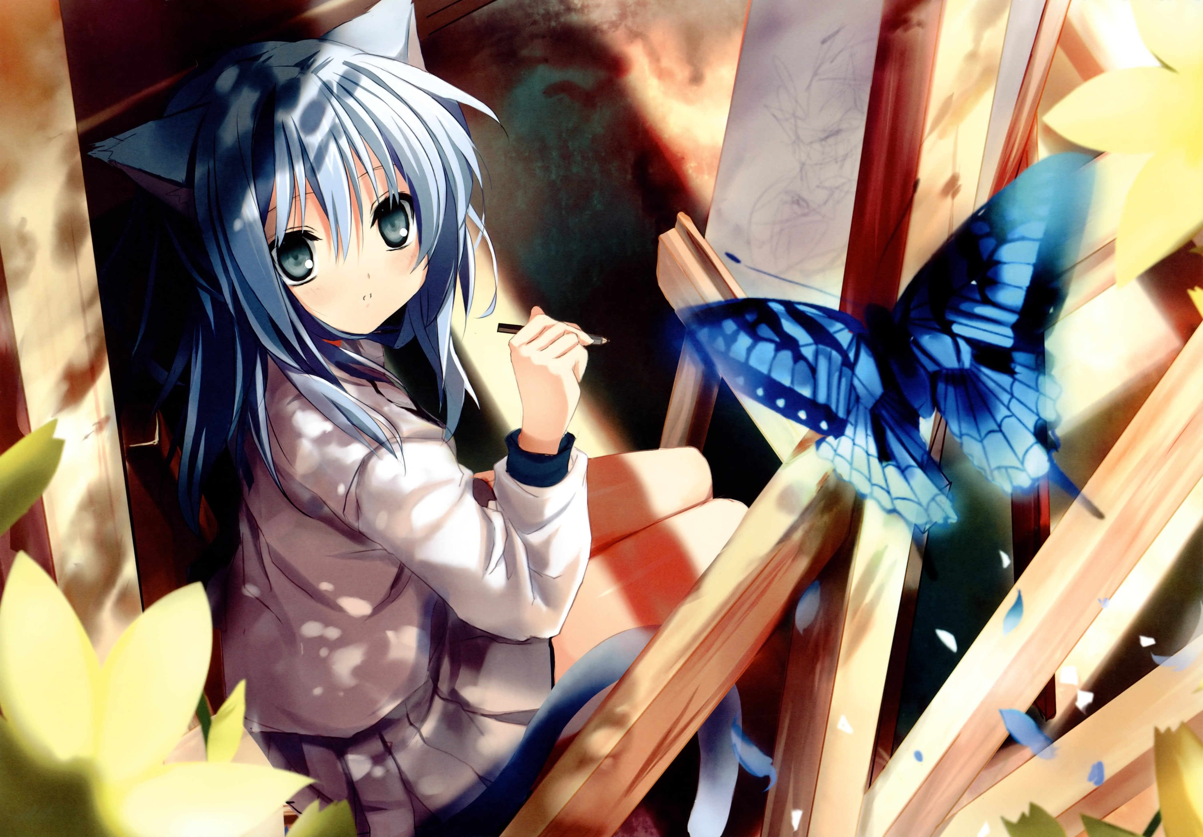variation, close-up, multi colored, indoors, butterfly, shino, catgirl, tail, toy, i_s_w_, art and craft, man made, 4K, representation, man made object, HD Wallpaper