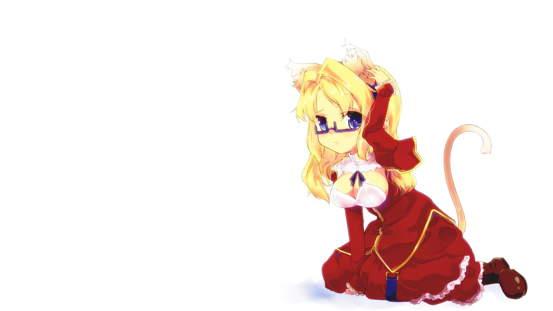 anime, cartoon/comic, catgirl, hd, 1080P, white, HD Wallpaper
