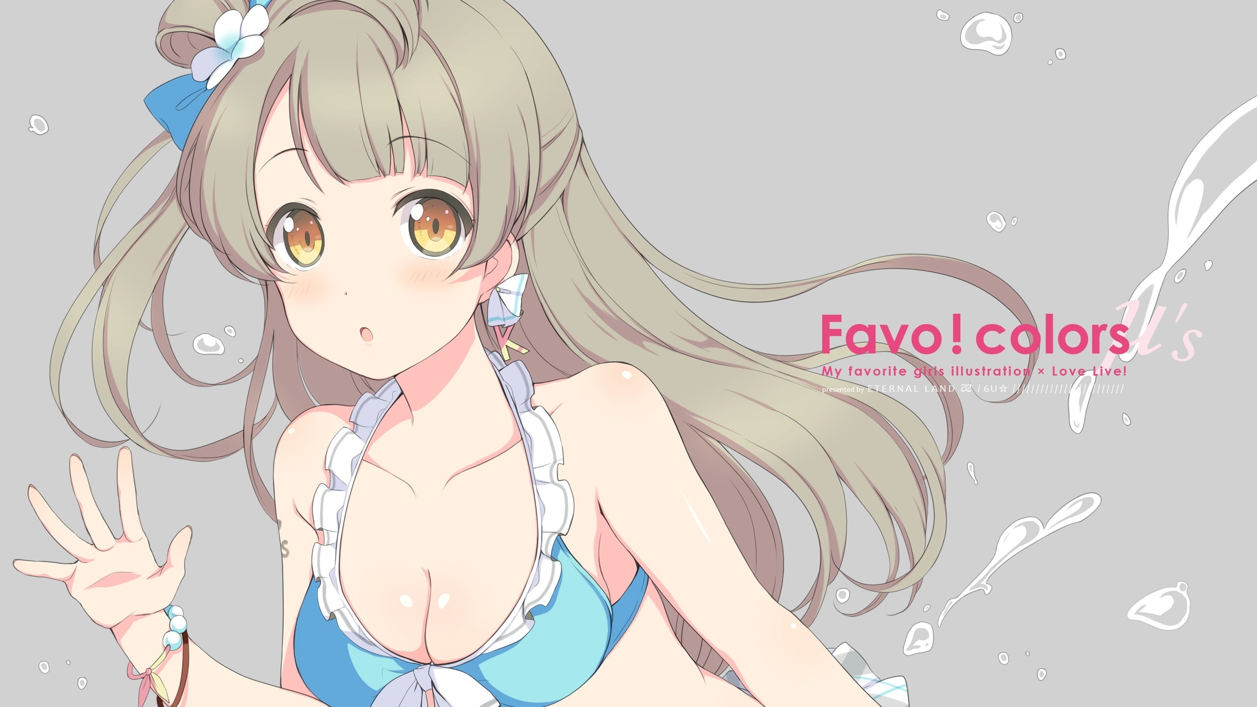 249108, blush, orange, 2K, gray, idol, bikini, minami, project, love, kotori, land), cleavage, school, swimsuit, breasts, konachan, (eternal, eyes, long, HD Wallpaper
