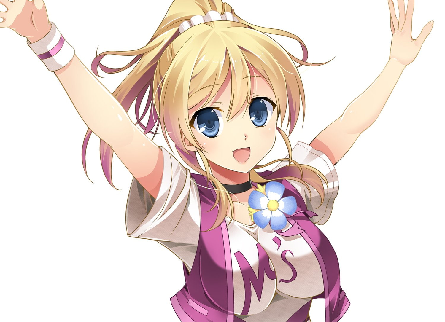 live!, hair, choker, ishigami, 720P, ponytail, blonde, idol, wristwear, ayase, white, eyes, school, love, project, kazui, long, eri, blue, HD Wallpaper