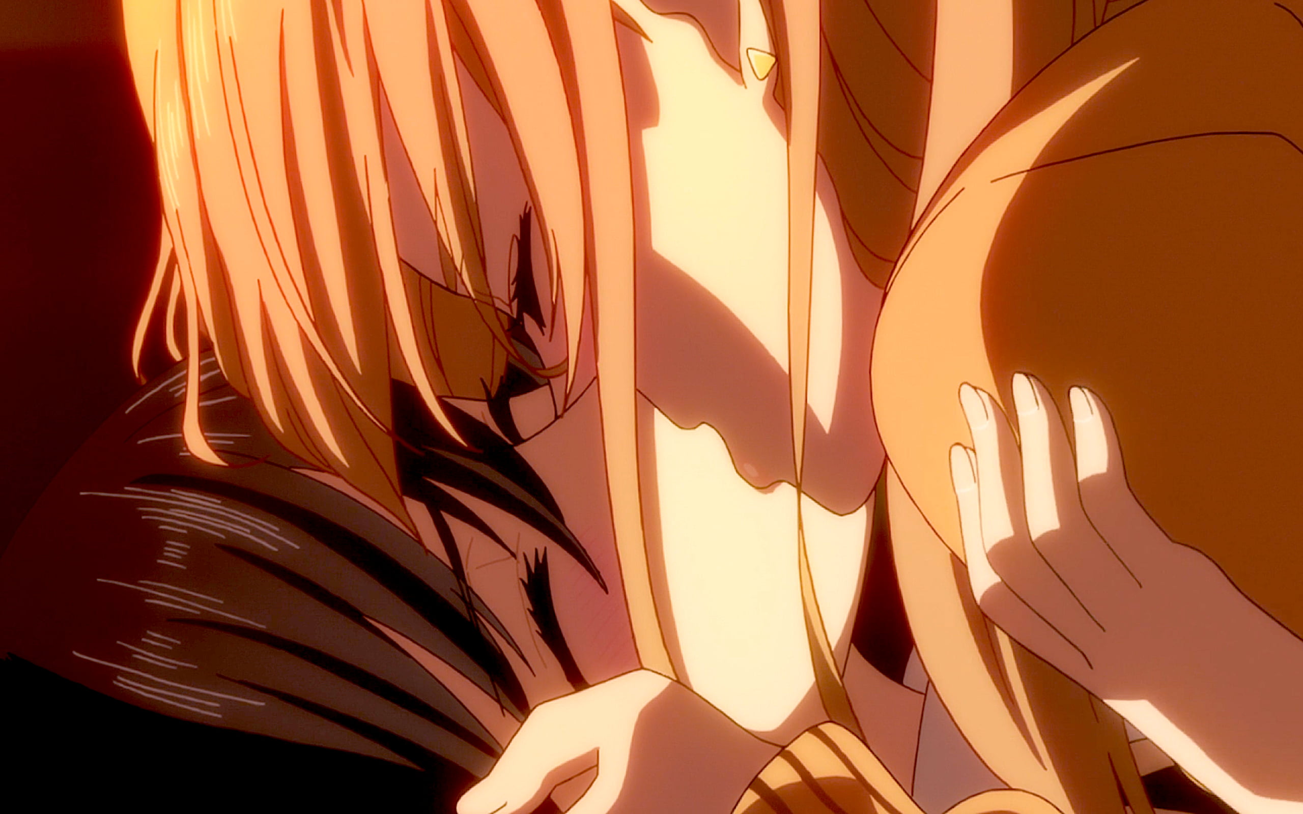 yuri, kissing, black hair, 2K, sunset, redhead, Citrus (manga), Mei Aihara, Yuzu Aihara, HD Wallpaper