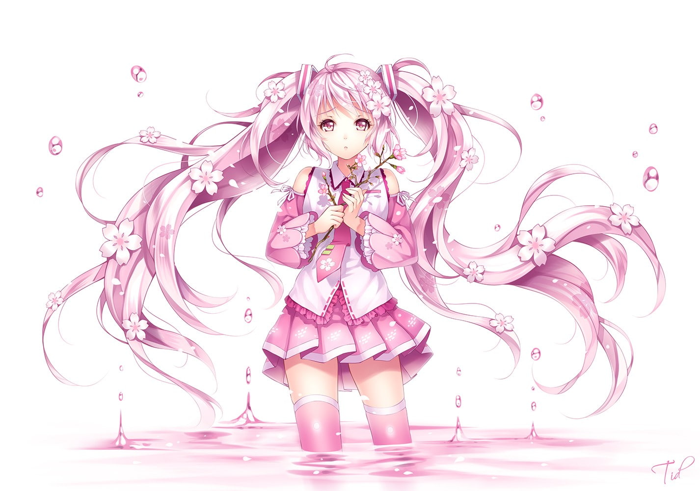 720P, Sakura Miku, anime girls, HD Wallpaper