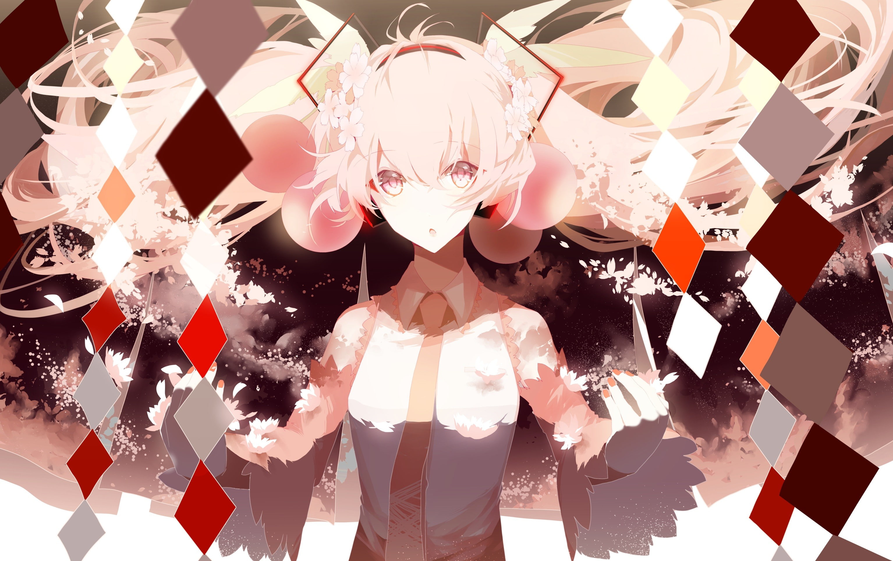 anime, anime girls, 2K, Sakura Miku, Vocaloid, Hatsune Miku, HD Wallpaper