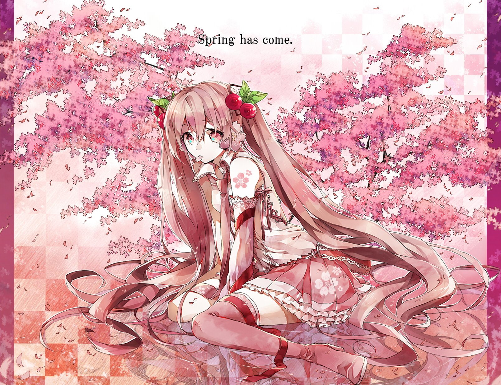 720P, Vocaloid, Anime, Sakura Miku, HD Wallpaper