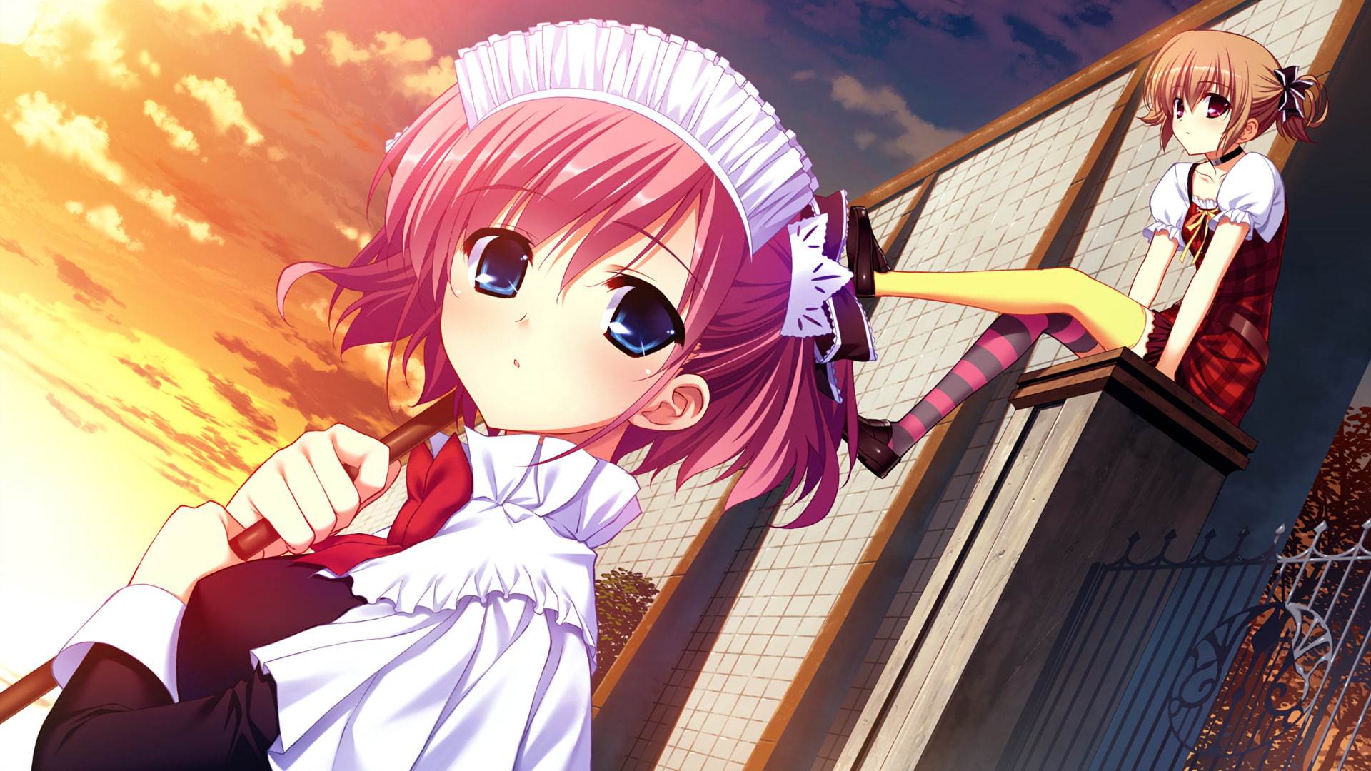 girls, Anime, day, mask - disguise, two people, Grisaia (Series), celebration, costume, mask, sky, leisure activity, disguise, people, real people, Sachi Komine, HD Wallpaper