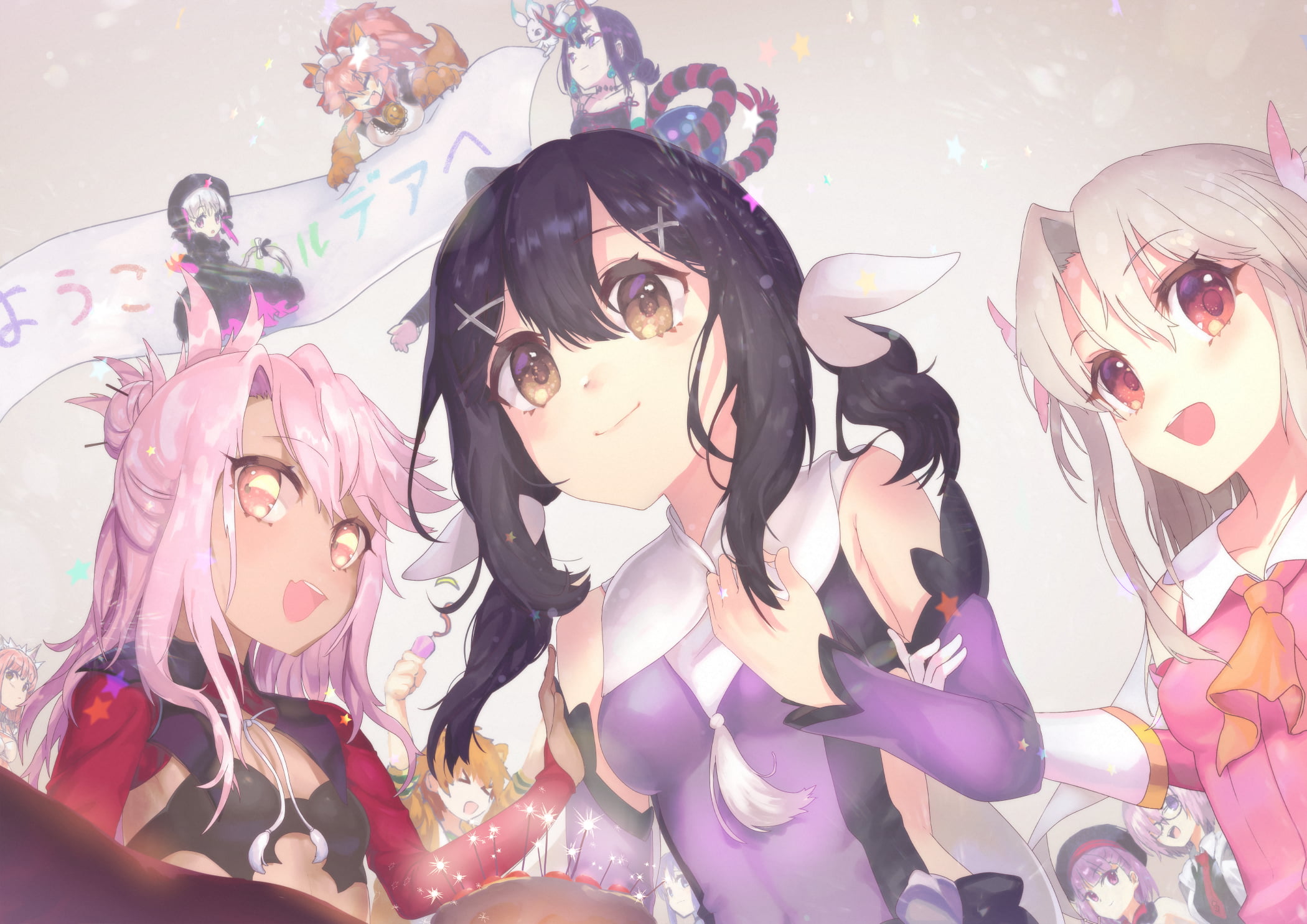 Illyasviel von Einzbern, 1080P, Chloe von Einzbern, anime girls, Fate/Grand Order, Miyu Edelfelt, anime, HD Wallpaper