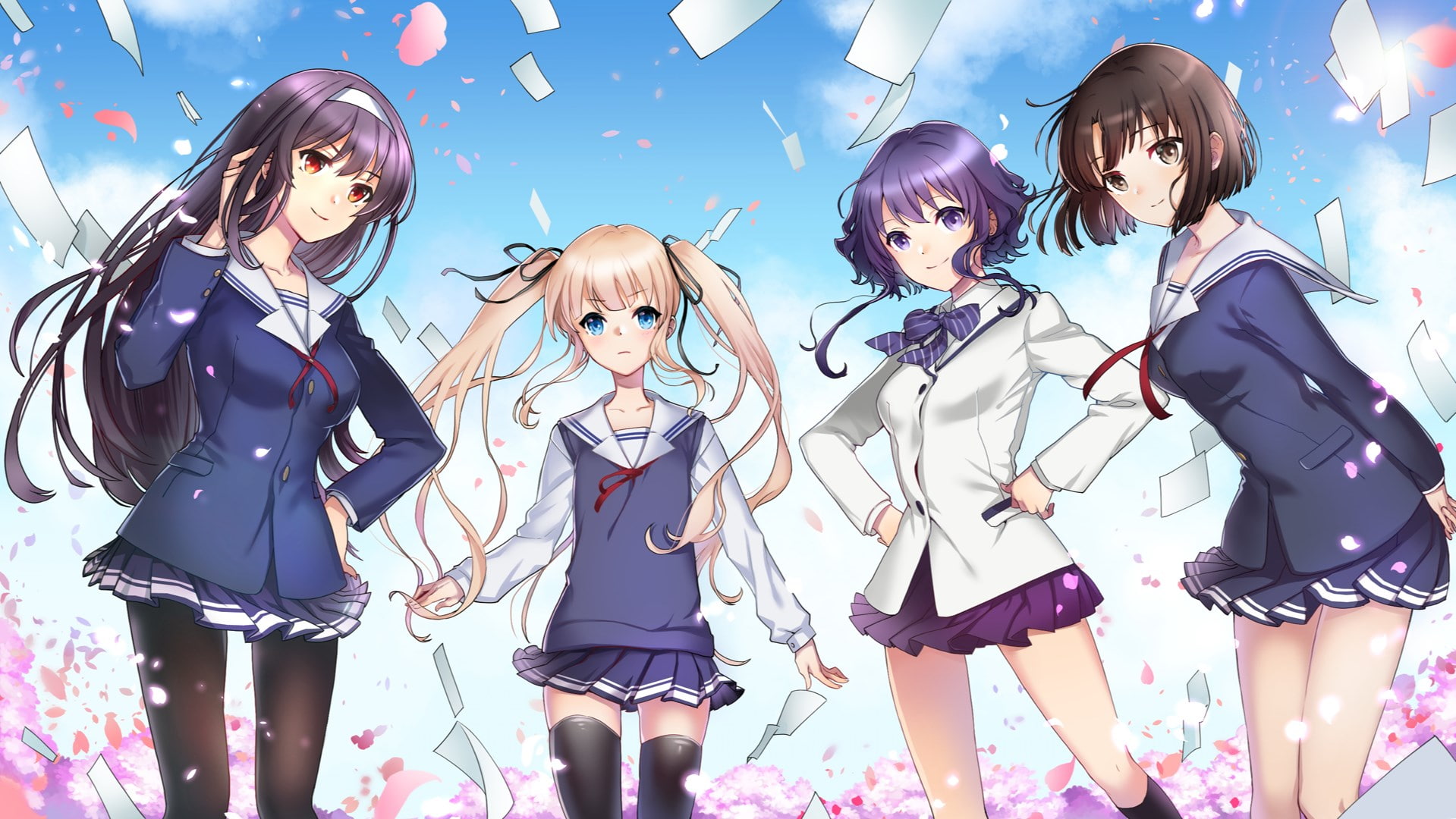 hairstyle, childhood, child, girls, females, people, indoors, clothing, front view, looking at camera, blond hair, togetherness, saekano how to raise a boring girlfriend, HD Wallpaper