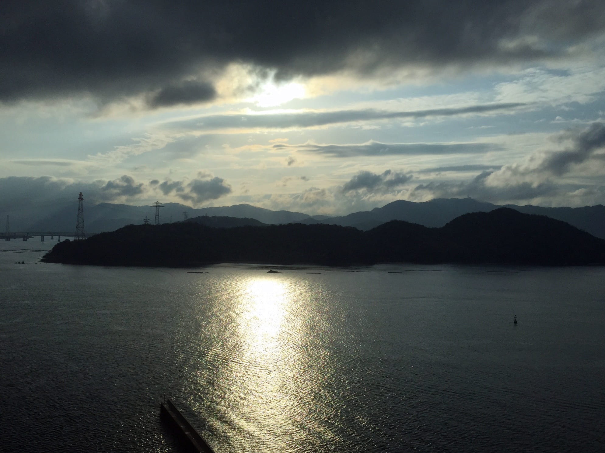 seto inland sea, tranquility, cloud, Island, sunlight, Sunset, Sea, tranquil scene, scenics - nature, no people, mountain range, Reflection, sky, travel Locations, HD Wallpaper