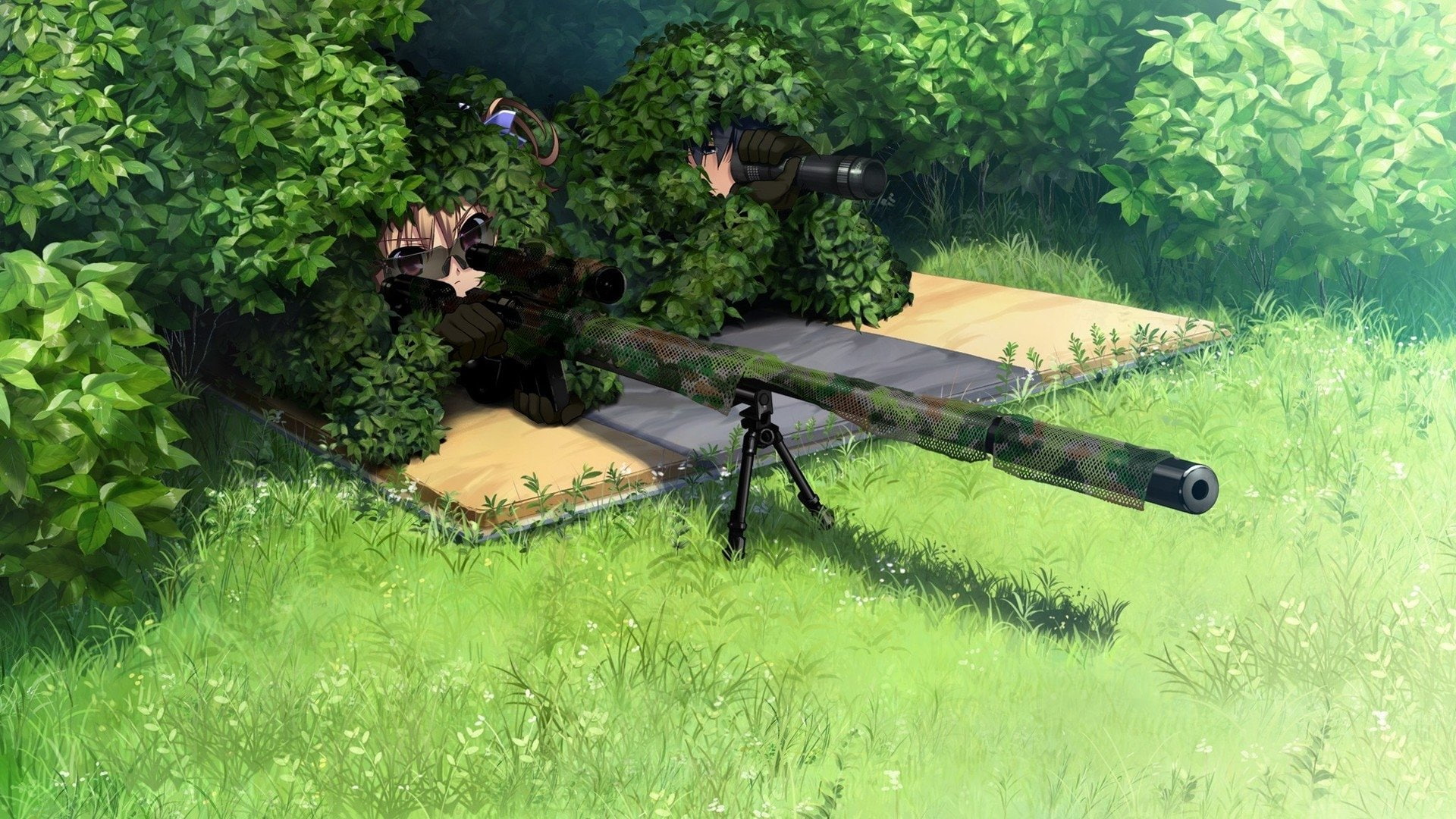 Gunslinger Girl, Gun, Grisaia (Series), Girl, Anime, Green, 1080P, HD Wallpaper